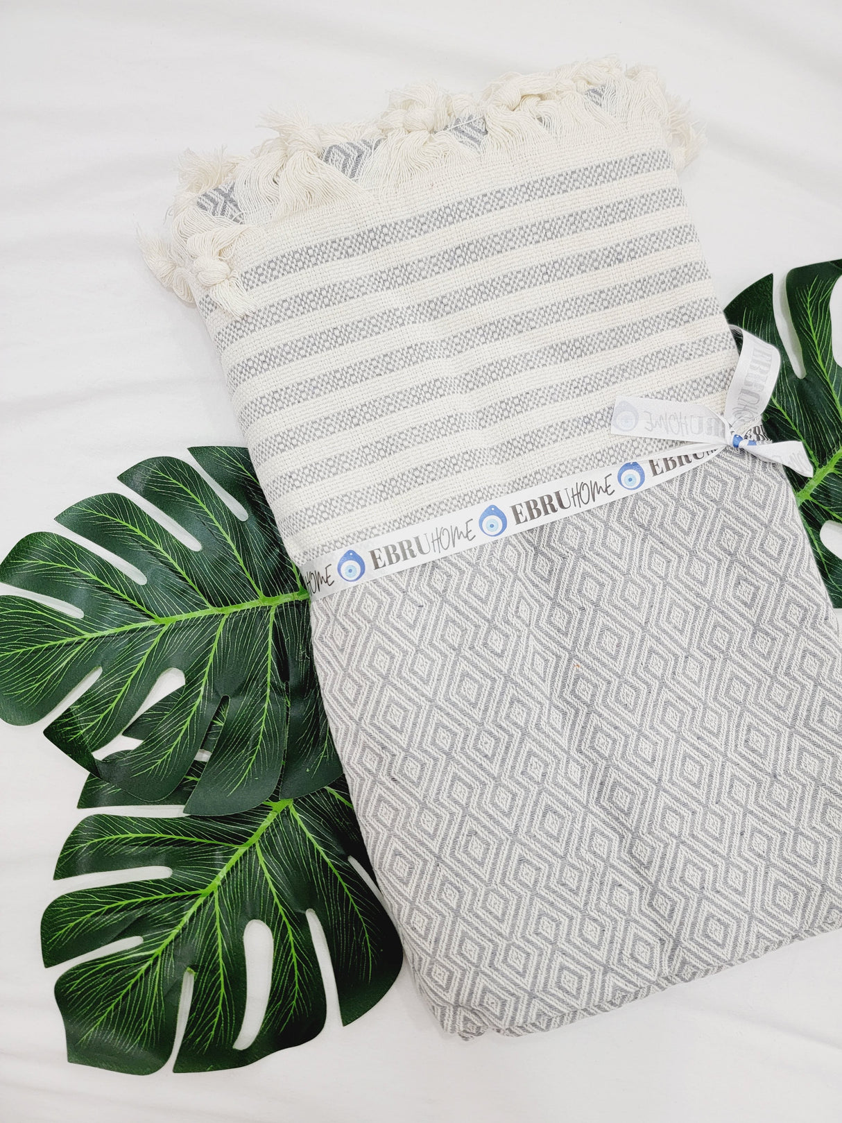 Throw Blanket,Sofa Cover, Cotton Throw Decoration in Gray from EBRU Home