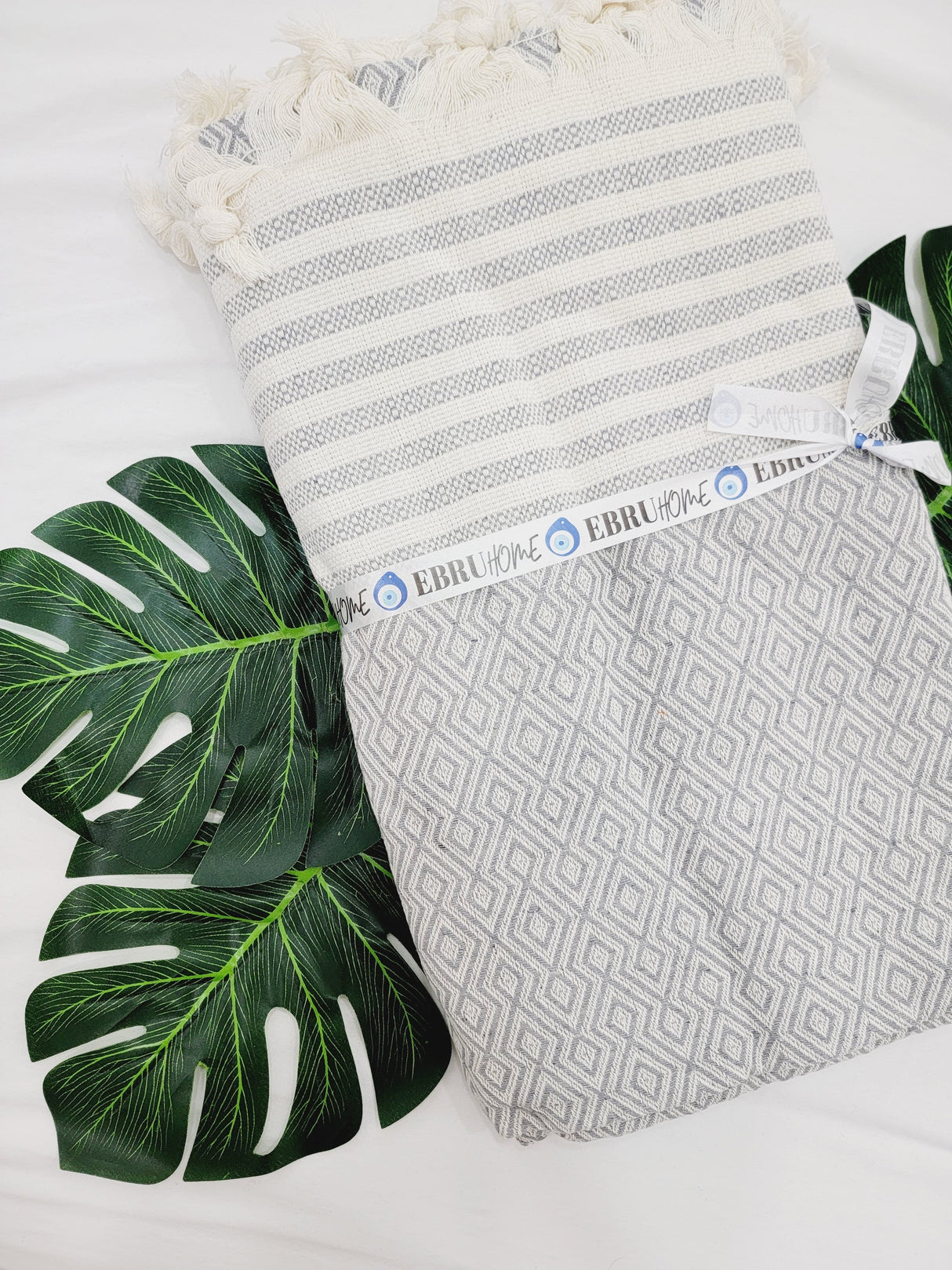 Throw Blanket,Sofa Cover, Cotton Throw Decoration in Gray from EBRU Home