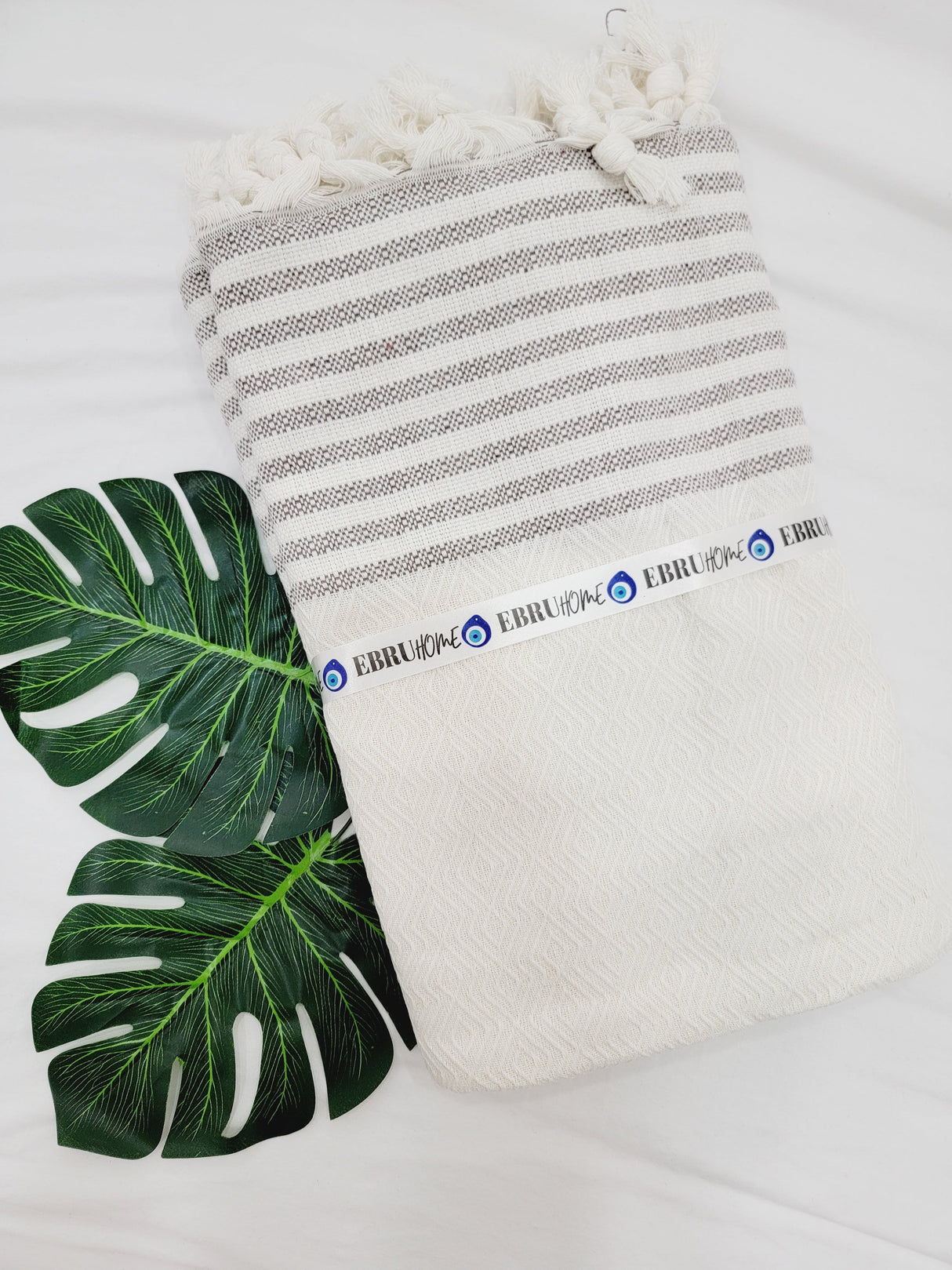 Throw Blanket,Sofa Cover, Cotton Throw Decoration in White from EBRU Home