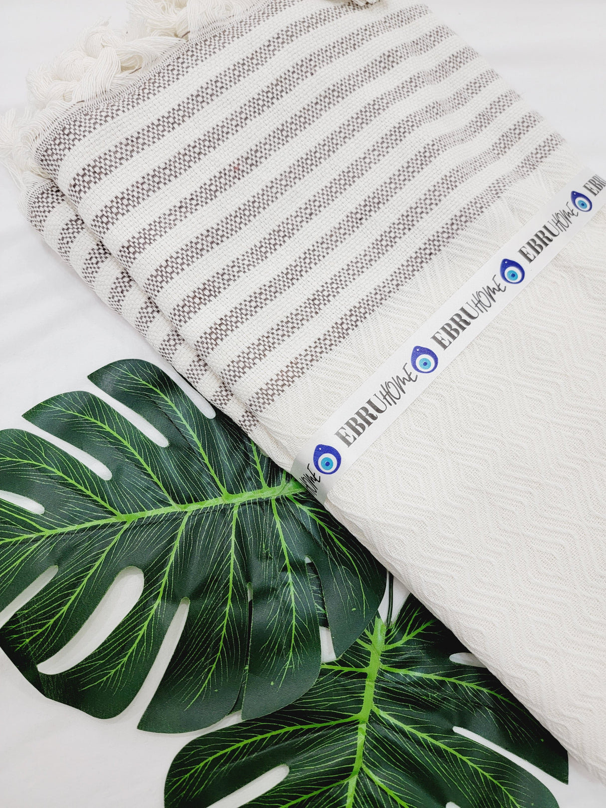 Throw Blanket,Sofa Cover, Cotton Throw Decoration in White from EBRU Home