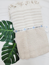 Throw Blanket,Sofa Cover, Cotton Throw Decoration in Beige from EBRU Home