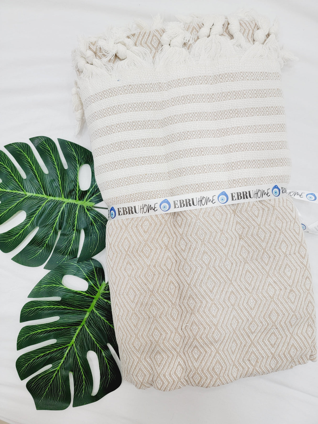 Throw Blanket,Sofa Cover, Cotton Throw Decoration in Beige from EBRU Home