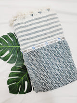 Throw Blanket,Sofa Cover, Cotton Throw Decoration in Aqua from EBRU Home