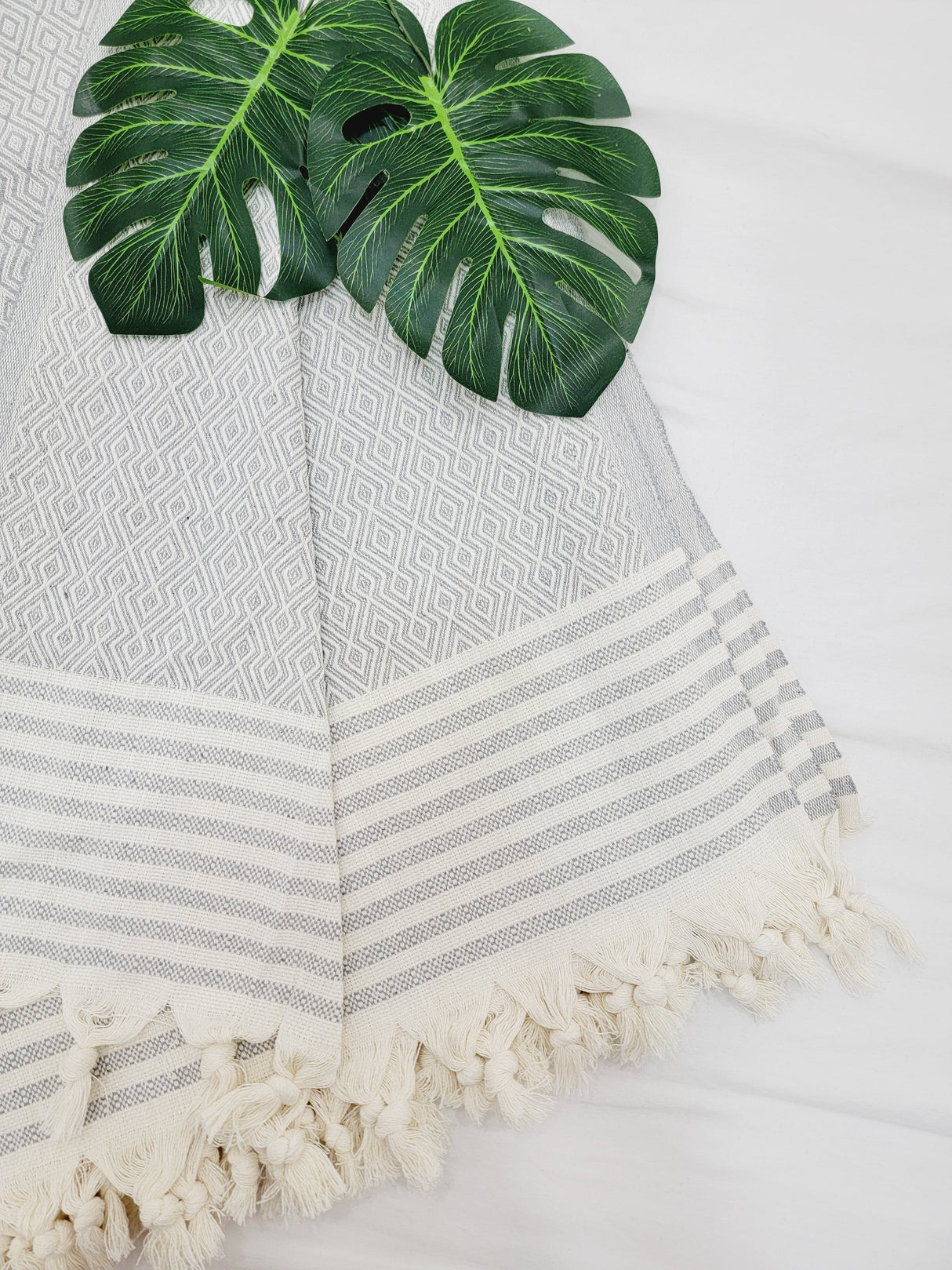 Throw Blanket,Sofa Cover, Cotton Throw Decoration in Gray from EBRU Home