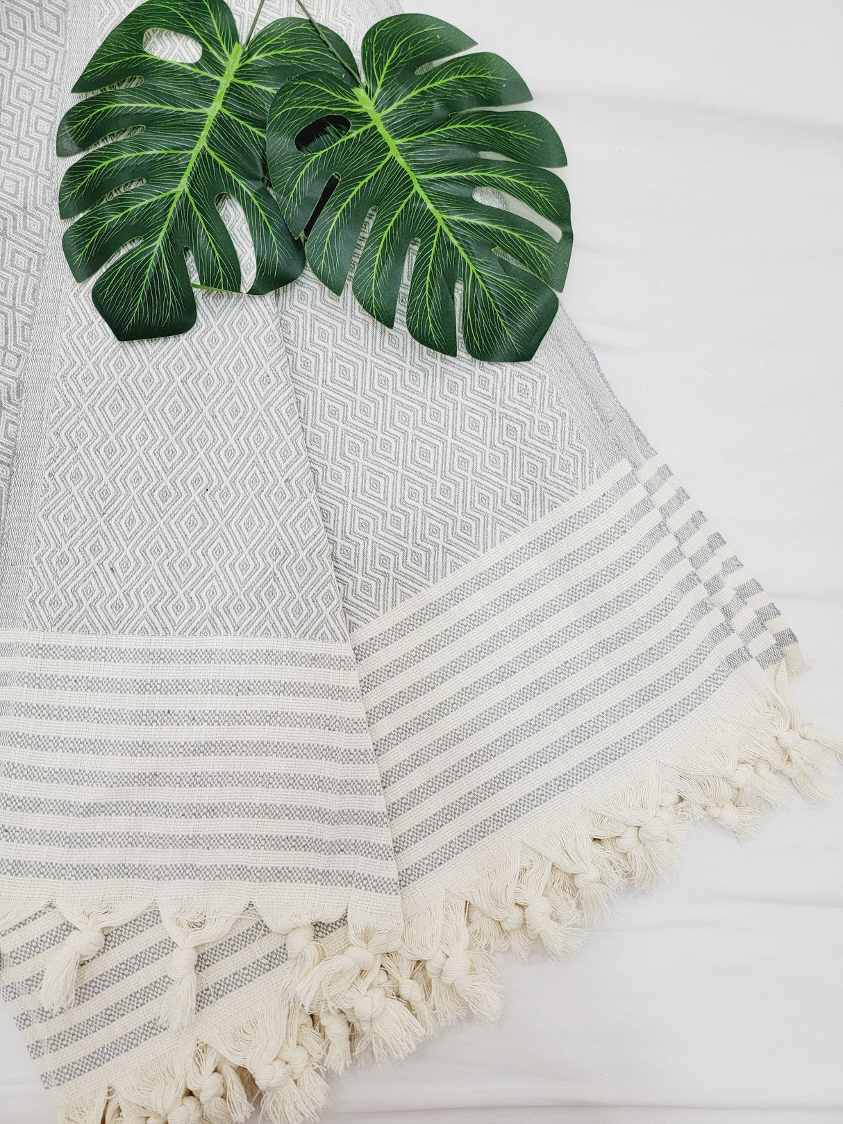 Throw Blanket,Sofa Cover, Cotton Throw Decoration in Gray from EBRU Home