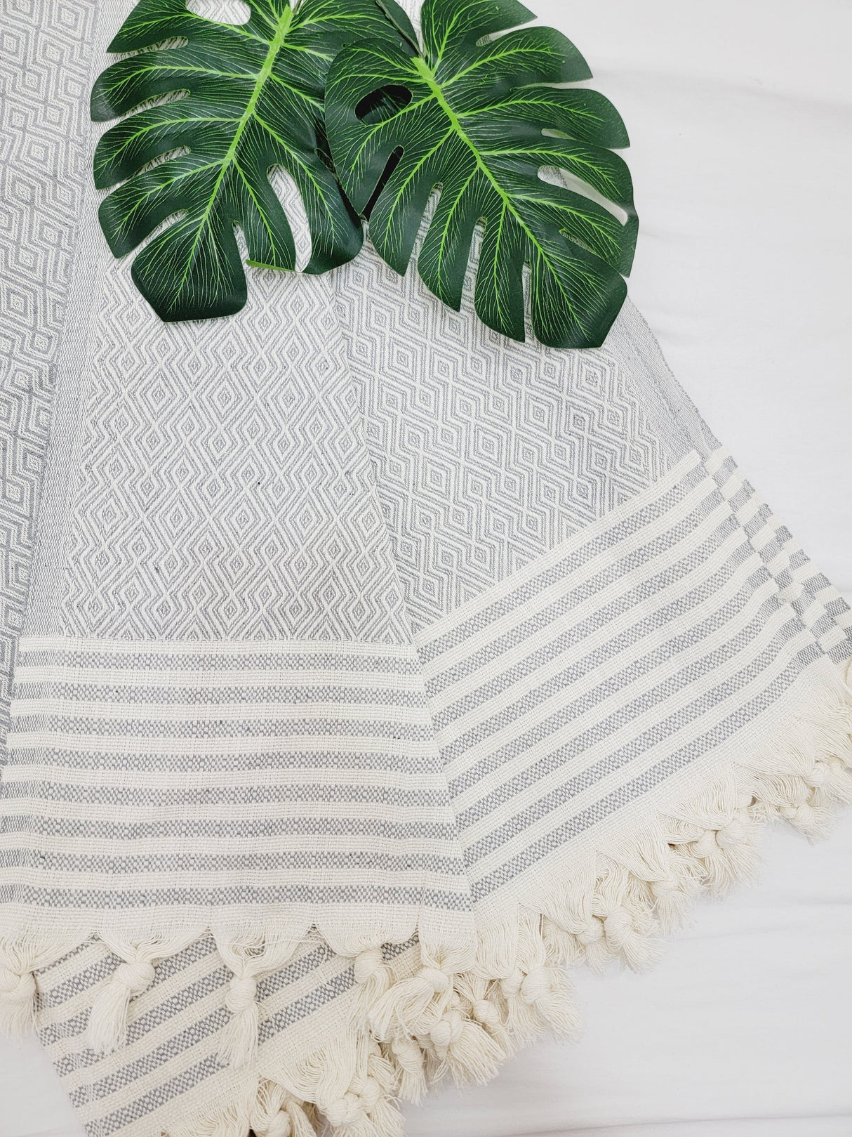 Throw Blanket,Sofa Cover, Cotton Throw Decoration in Gray from EBRU Home