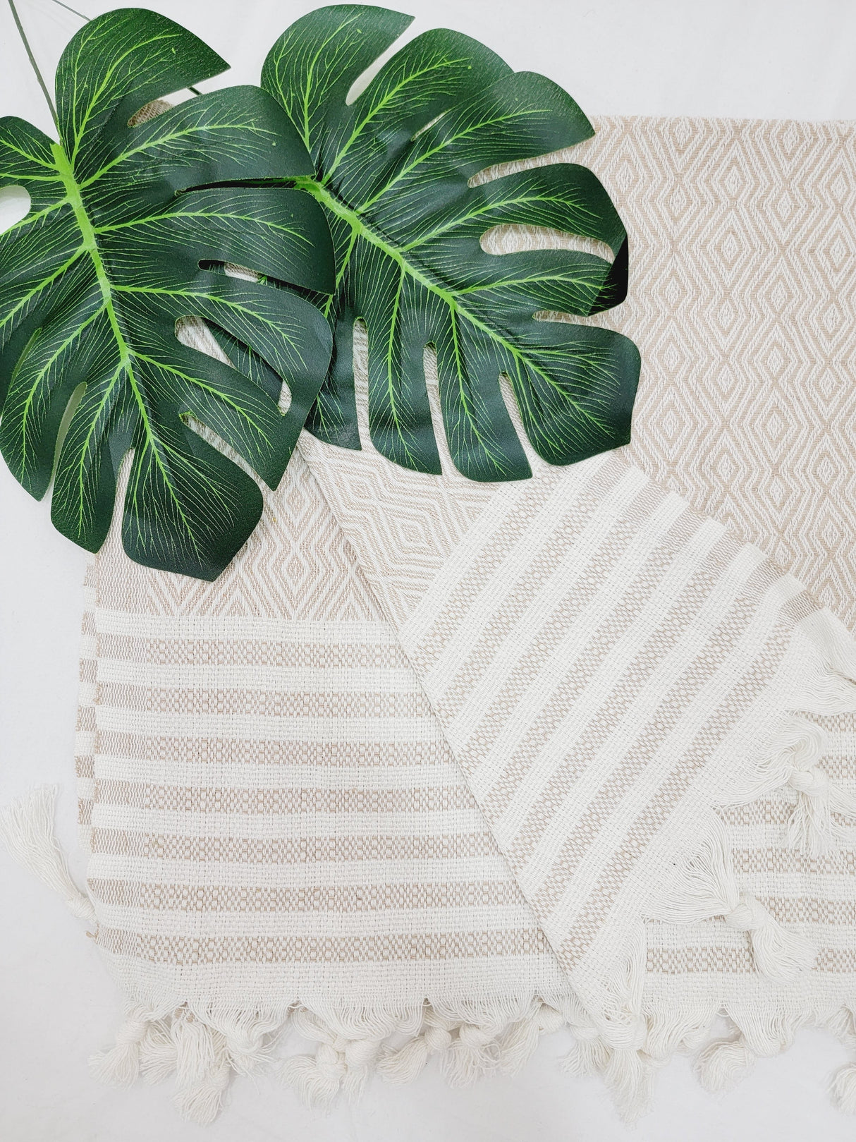 Throw Blanket,Sofa Cover, Cotton Throw Decoration in Beige from EBRU Home