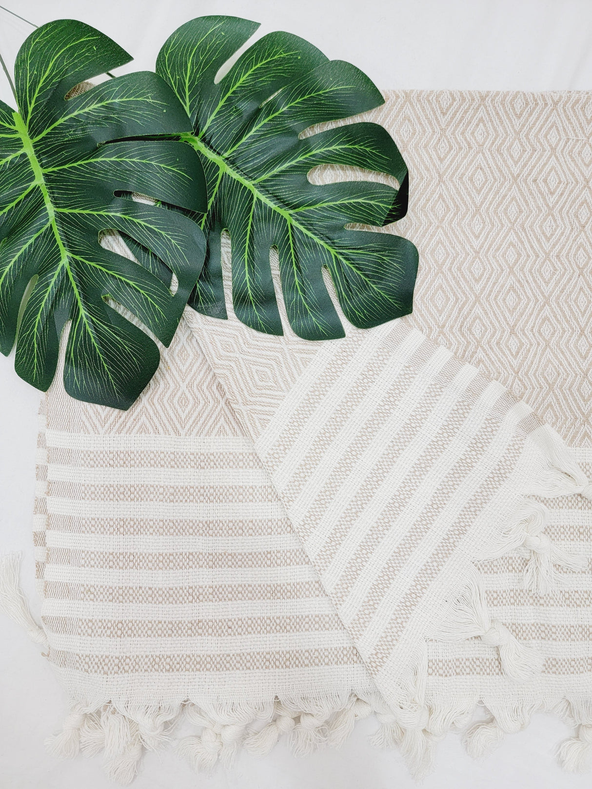 Throw Blanket,Sofa Cover, Cotton Throw Decoration in Beige from EBRU Home
