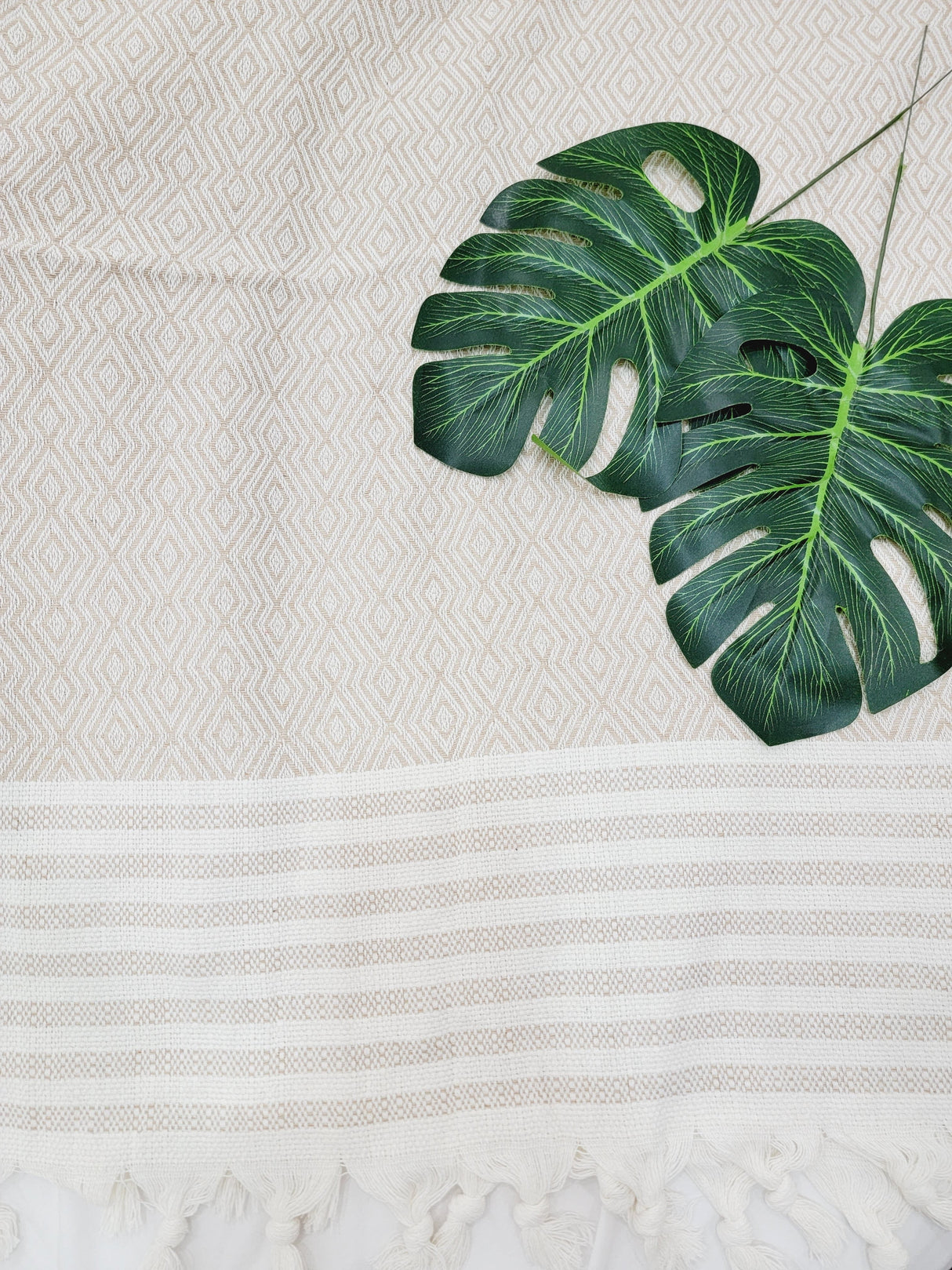 Throw Blanket,Sofa Cover, Cotton Throw Decoration in Beige from EBRU Home