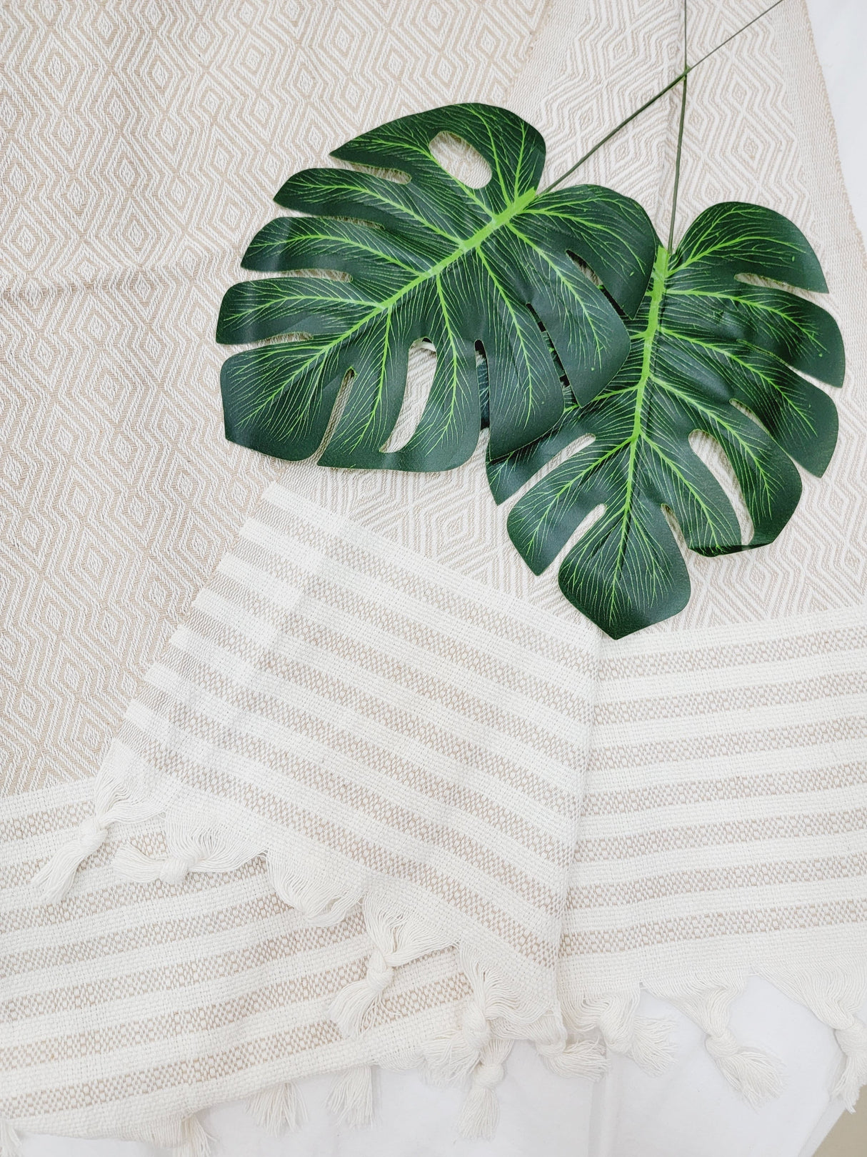 Throw Blanket,Sofa Cover, Cotton Throw Decoration in Beige from EBRU Home