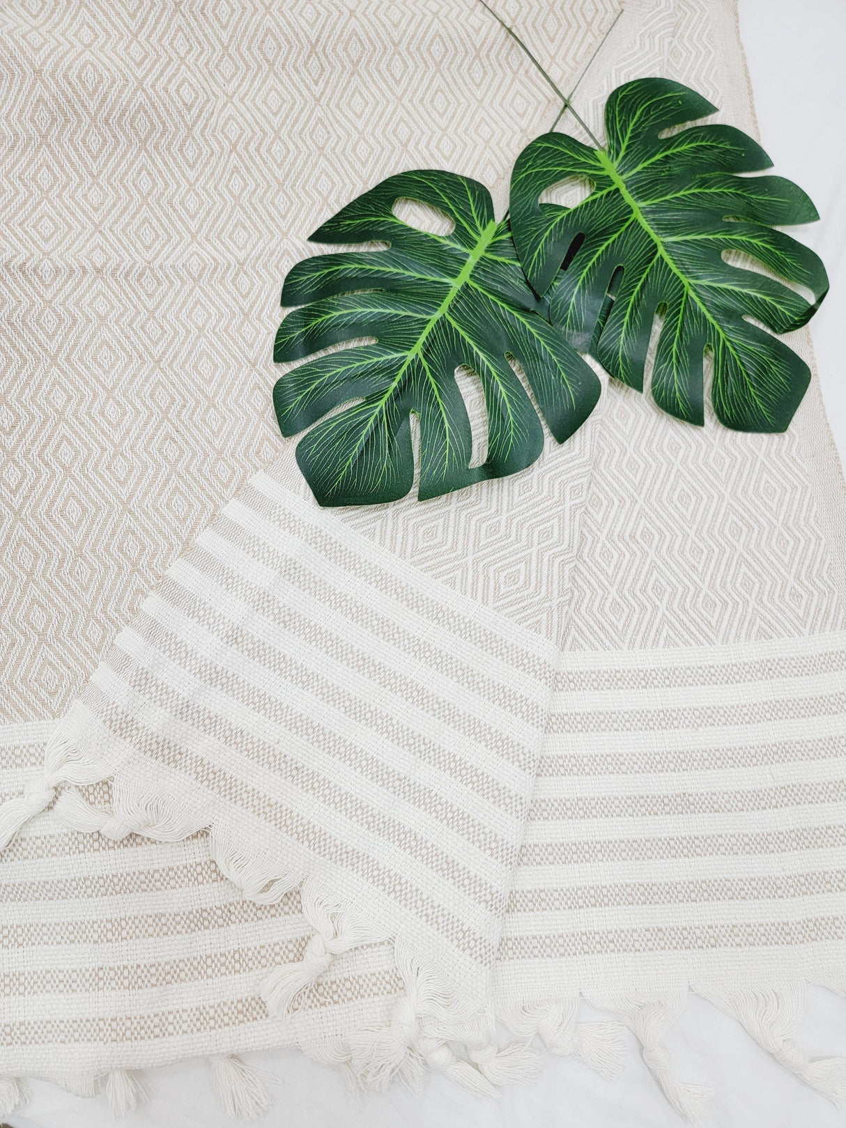 Throw Blanket,Sofa Cover, Cotton Throw Decoration in Beige from EBRU Home