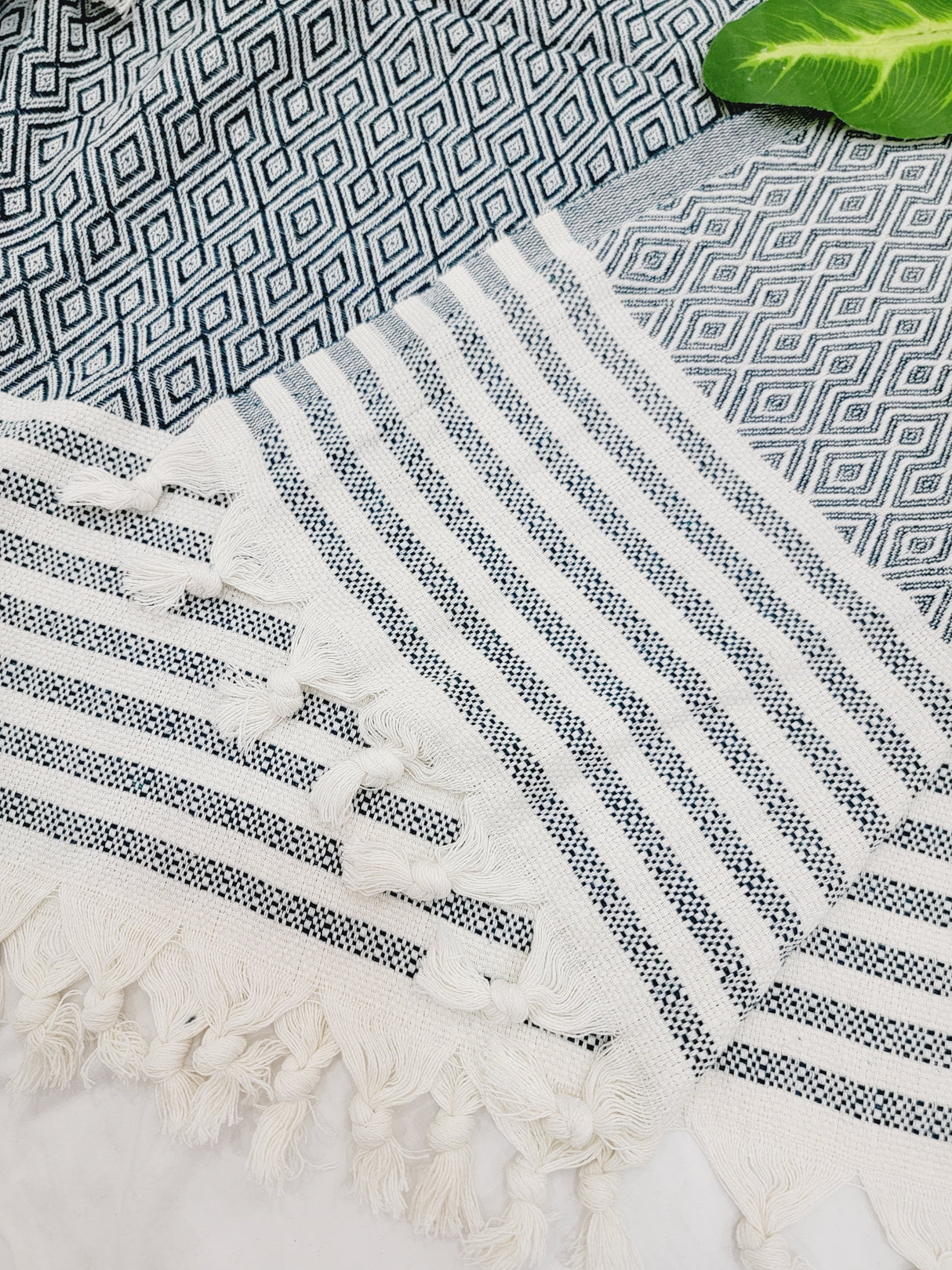 Throw Blanket,Sofa Cover, Cotton Throw Decoration in Aqua from EBRU Home