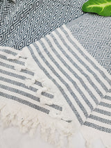 Throw Blanket,Sofa Cover, Cotton Throw Decoration in Aqua from EBRU Home
