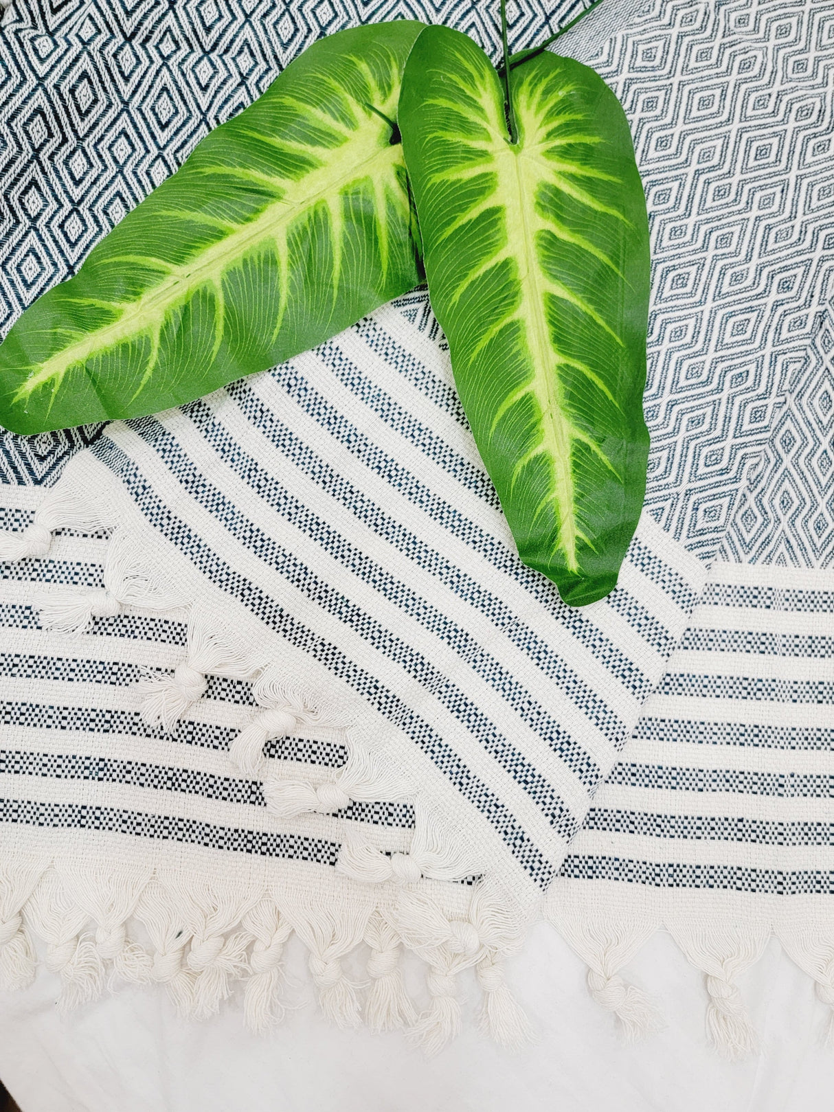 Throw Blanket,Sofa Cover, Cotton Throw Decoration in Aqua from EBRU Home