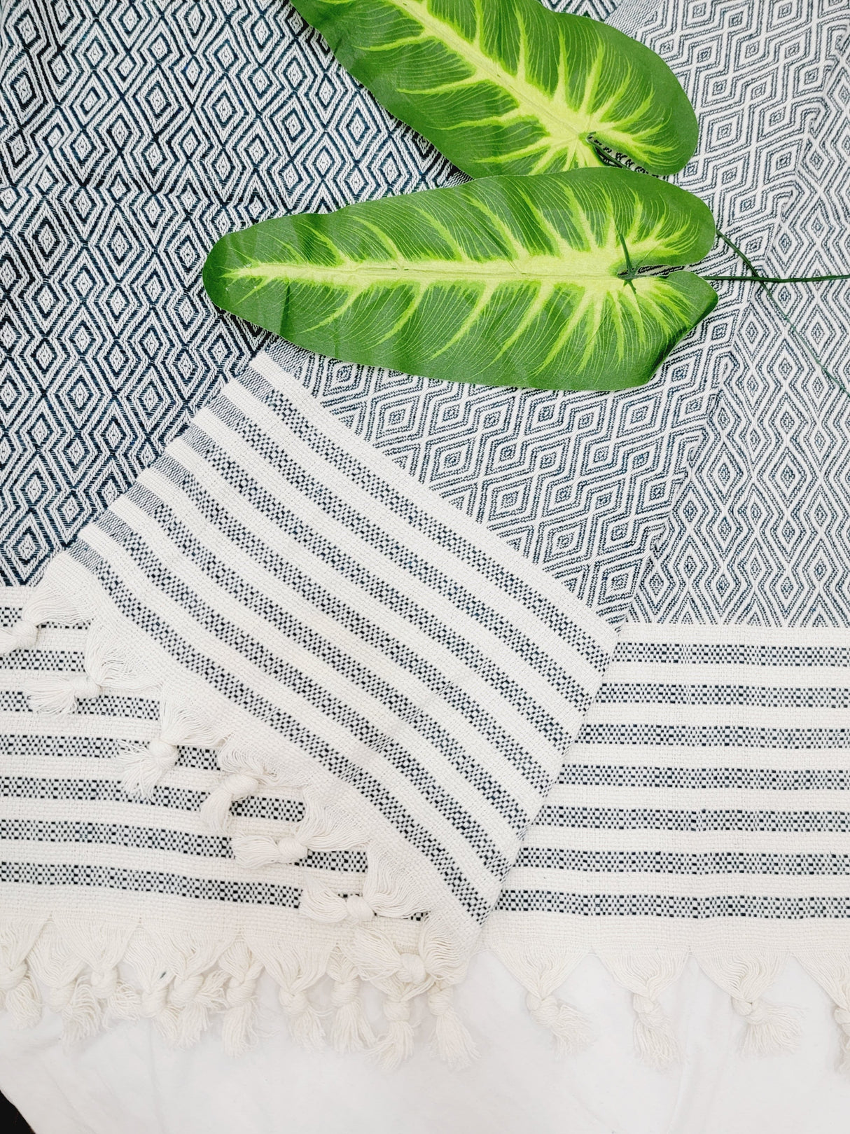 Throw Blanket,Sofa Cover, Cotton Throw Decoration in Aqua from EBRU Home