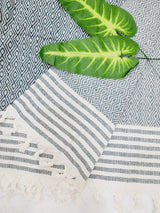 Throw Blanket,Sofa Cover, Cotton Throw Decoration in Aqua from EBRU Home