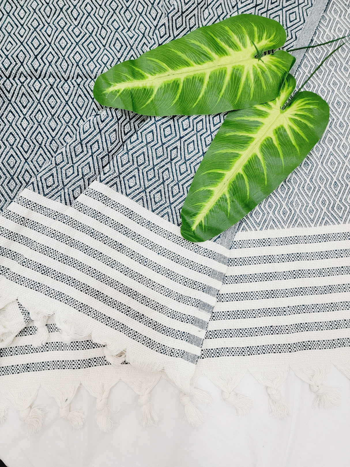 Throw Blanket,Sofa Cover, Cotton Throw Decoration in Aqua from EBRU Home