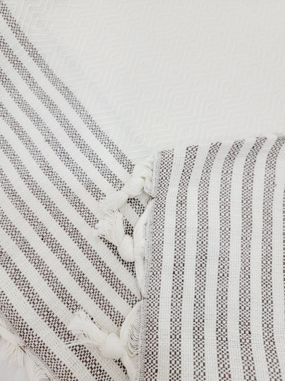 Throw Blanket,Sofa Cover, Cotton Throw Decoration in White from EBRU Home
