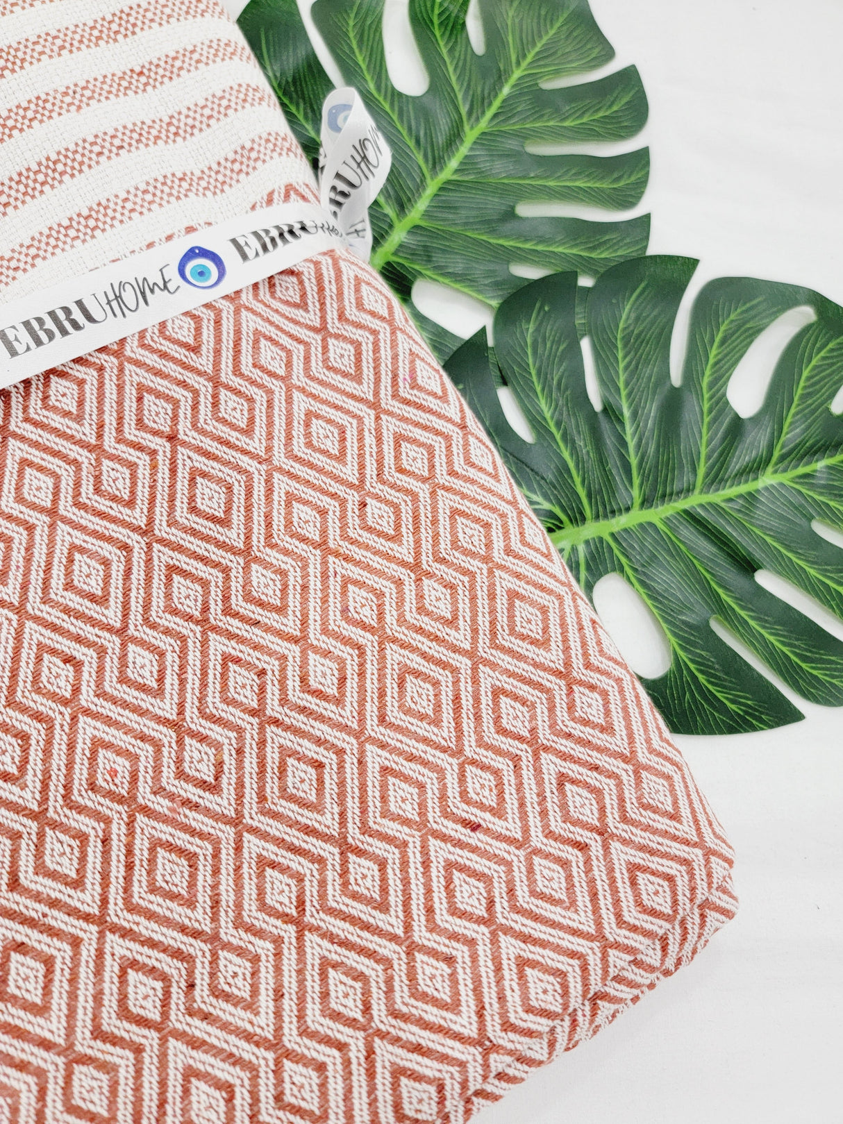 Throw Blanket,Sofa Cover, Cotton Throw Decoration in Tabacco from EBRU Home