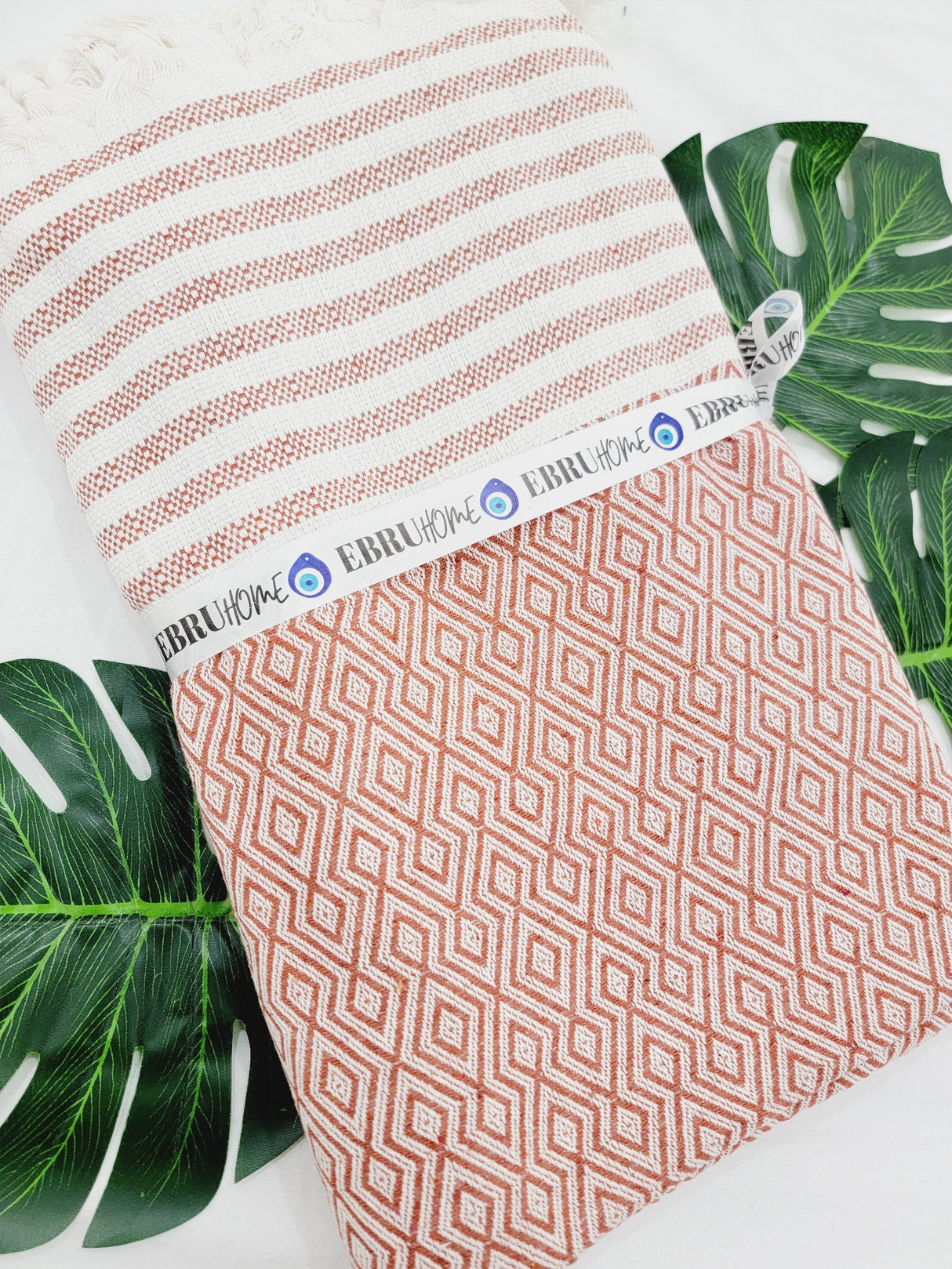 Throw Blanket,Sofa Cover, Cotton Throw Decoration in Tabacco from EBRU Home