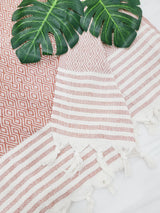 Throw Blanket,Sofa Cover, Cotton Throw Decoration in Tabacco from EBRU Home