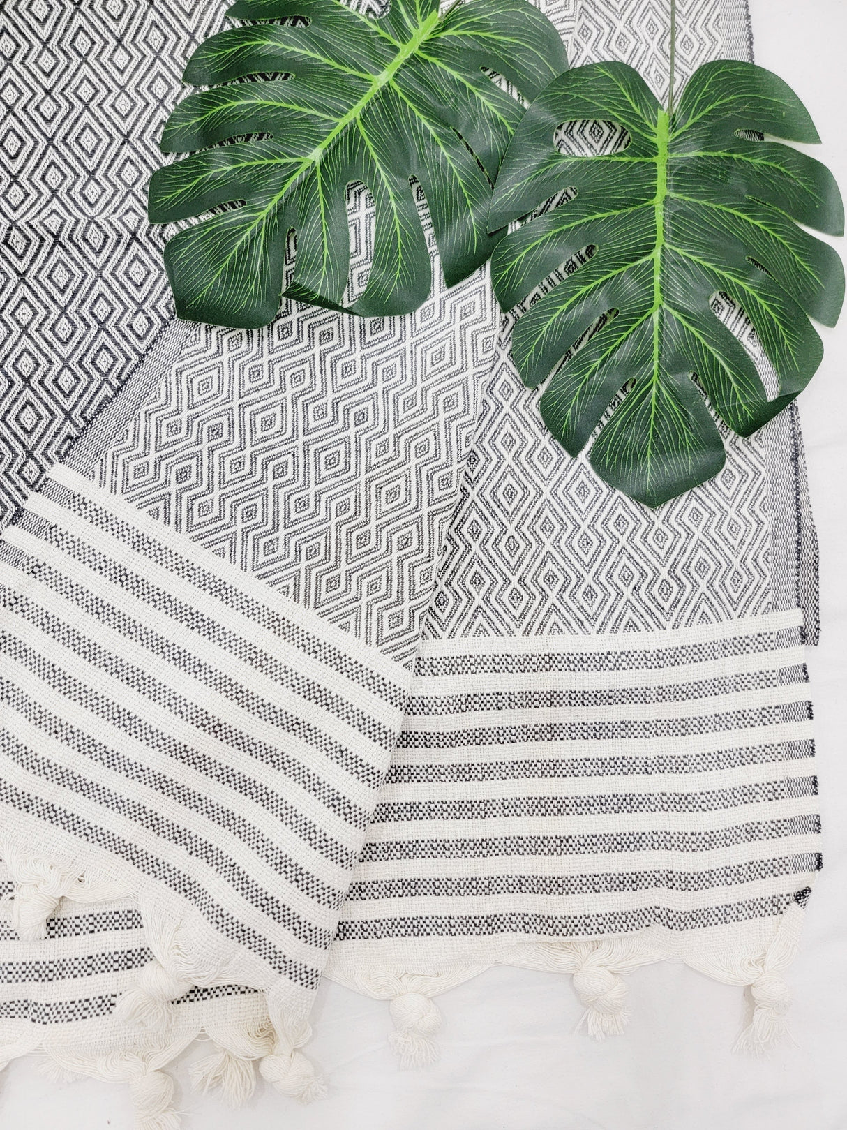 Throw Blanket,Sofa Cover, Cotton Throw Decoration in Navy from EBRU Home