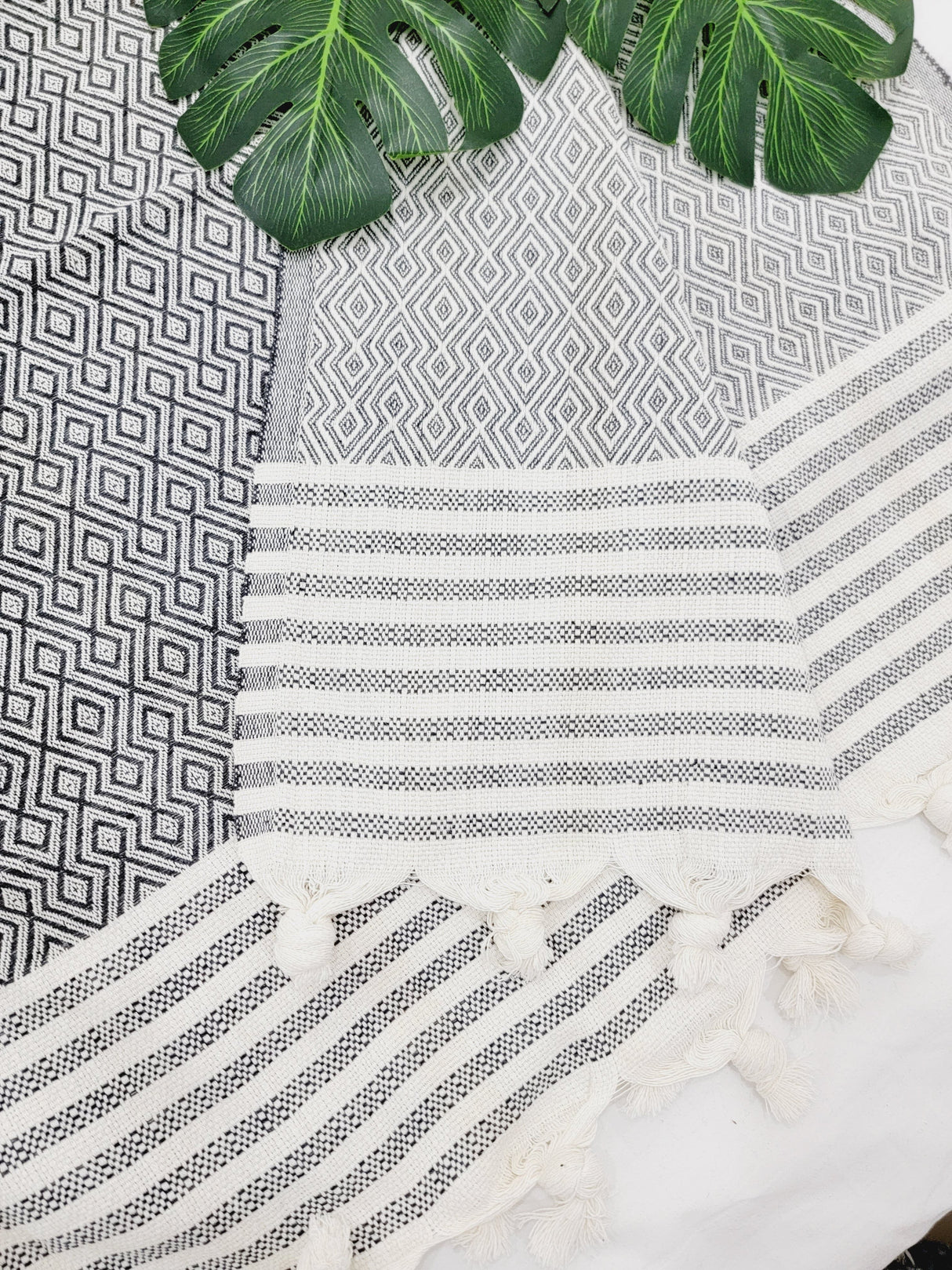 Throw Blanket,Sofa Cover, Cotton Throw Decoration in Navy from EBRU Home