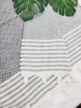 Throw Blanket,Sofa Cover, Cotton Throw Decoration in Navy from EBRU Home