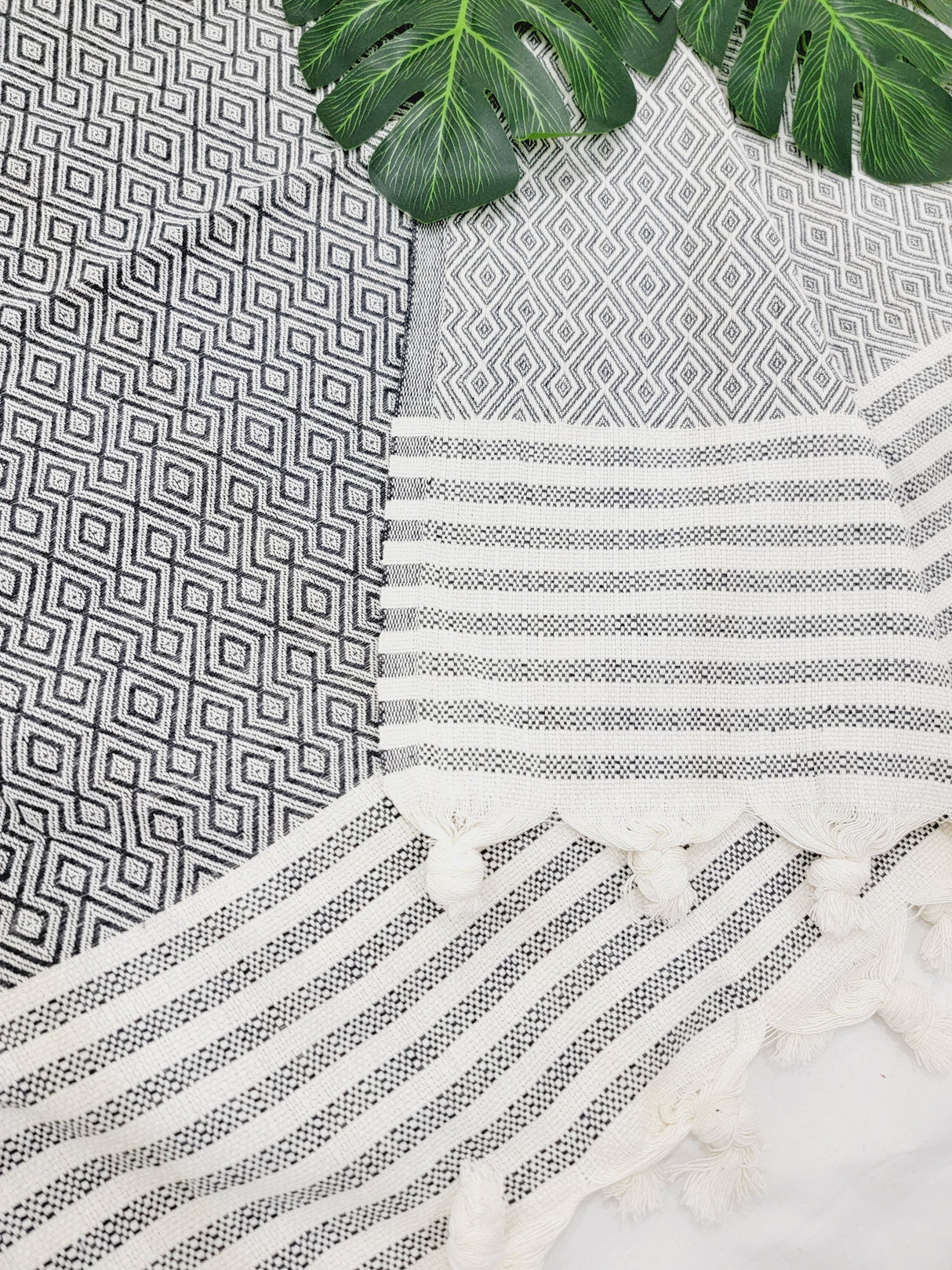 Throw Blanket,Sofa Cover, Cotton Throw Decoration in Navy from EBRU Home