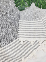 Throw Blanket,Sofa Cover, Cotton Throw Decoration in Navy from EBRU Home
