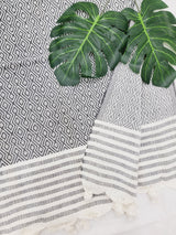 Throw Blanket,Sofa Cover, Cotton Throw Decoration in Navy from EBRU Home