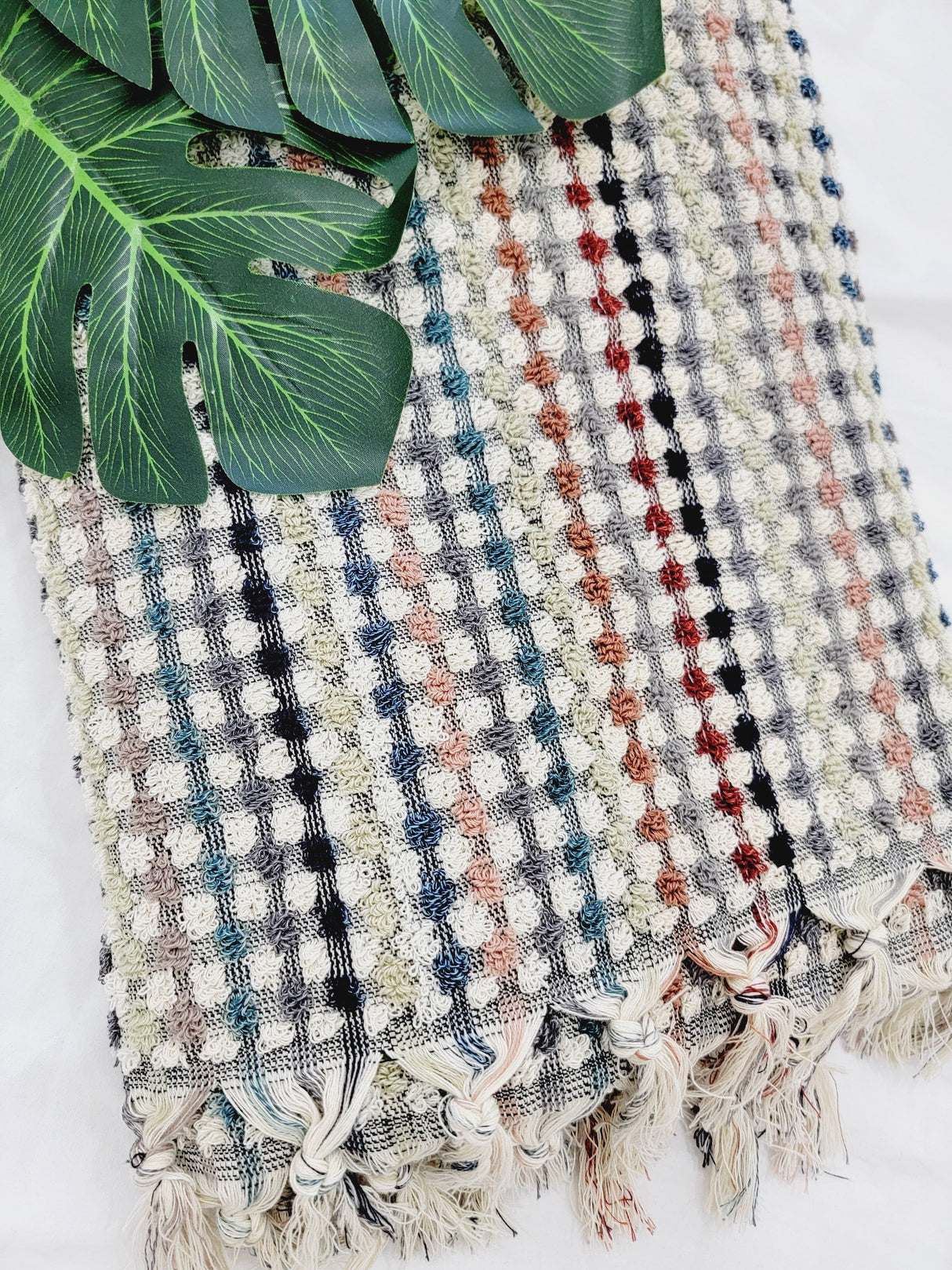Bath Towels, Organic Turkish Cotton Pom Pom Towels in Natural