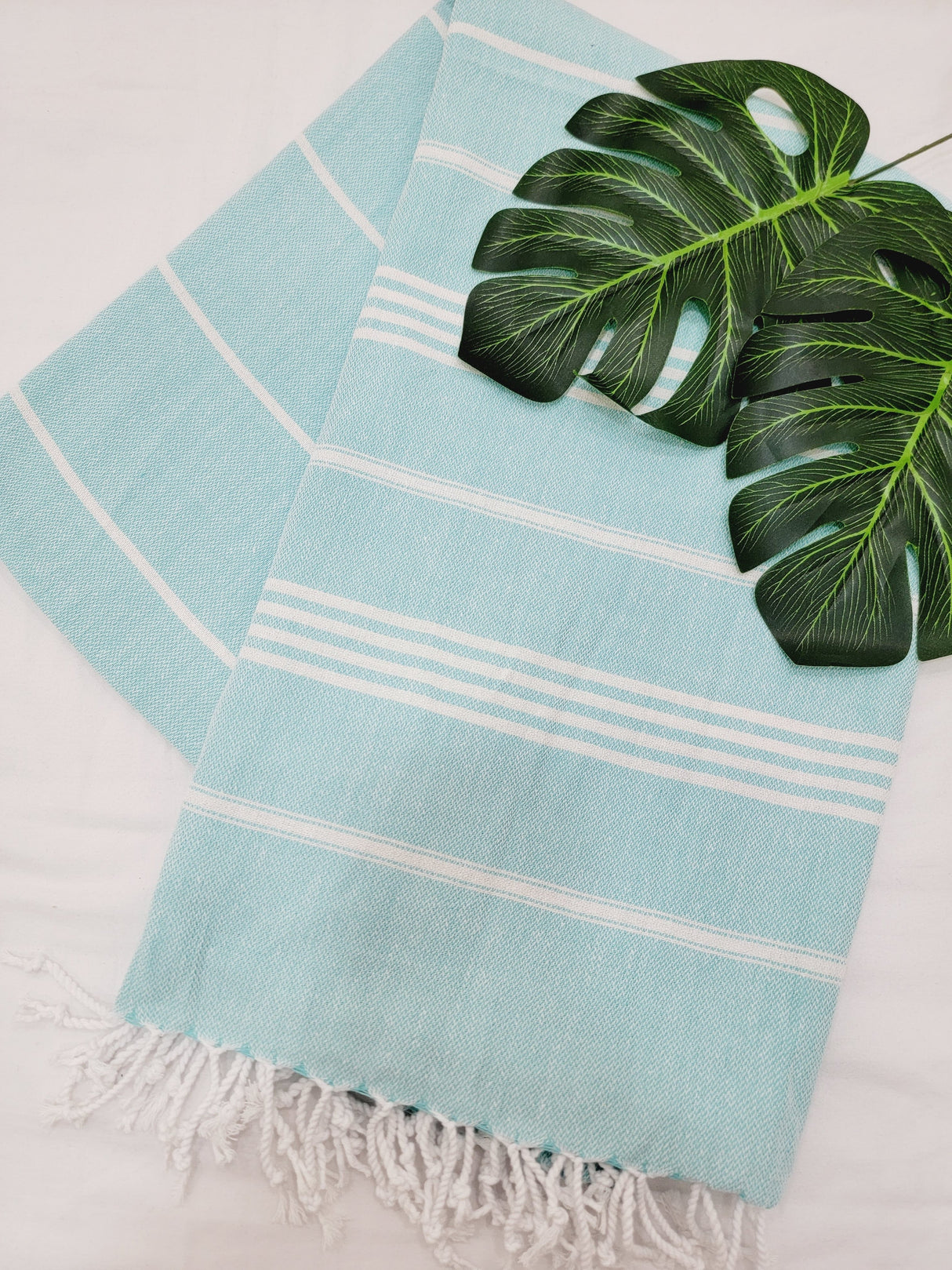 Easy carry Quick Dry Towel, Authentic Turkish Towel - Light Aqua from EBRU Home
