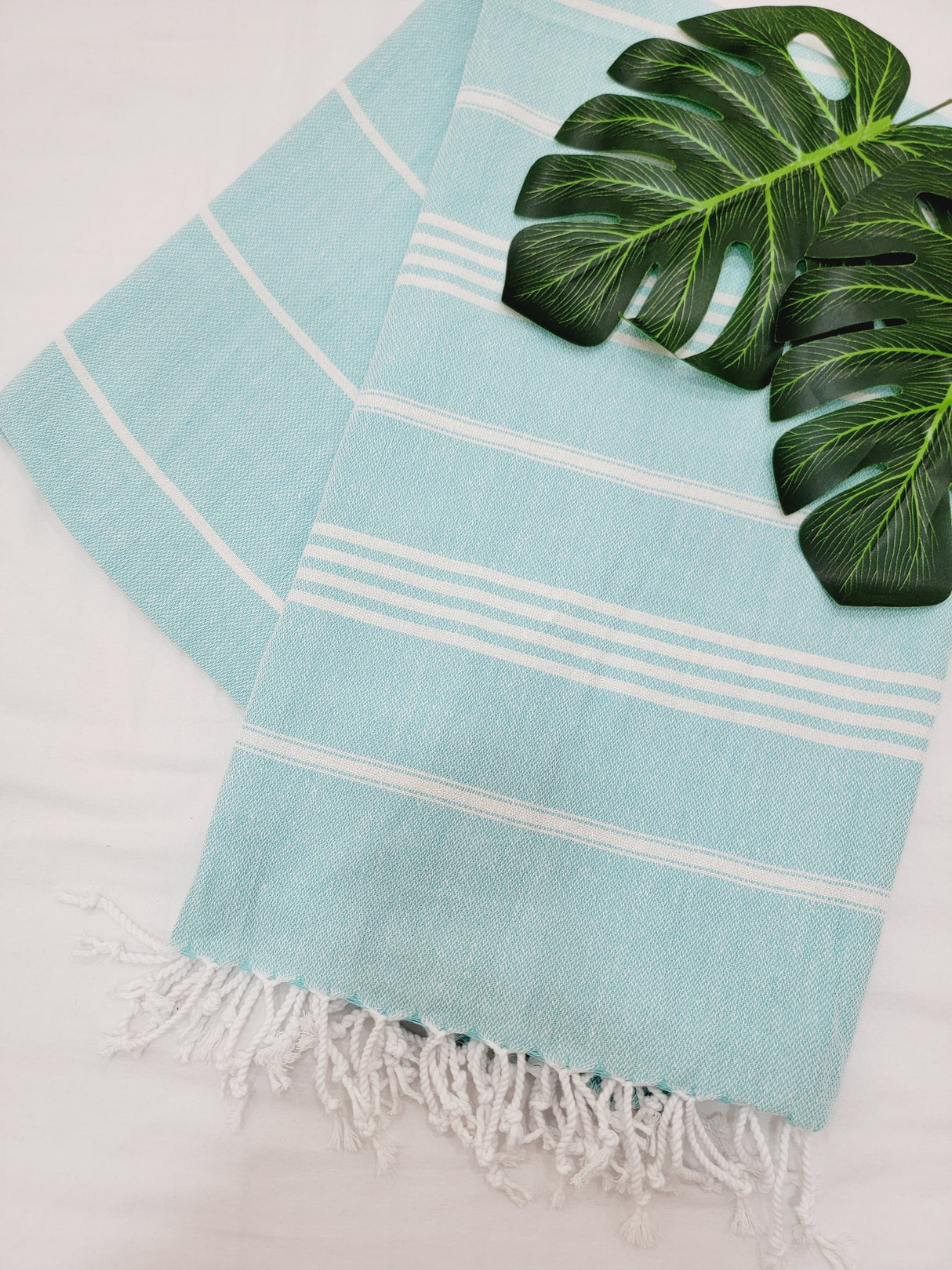 Easy carry Quick Dry Towel, Authentic Turkish Towel - Light Aqua from EBRU Home
