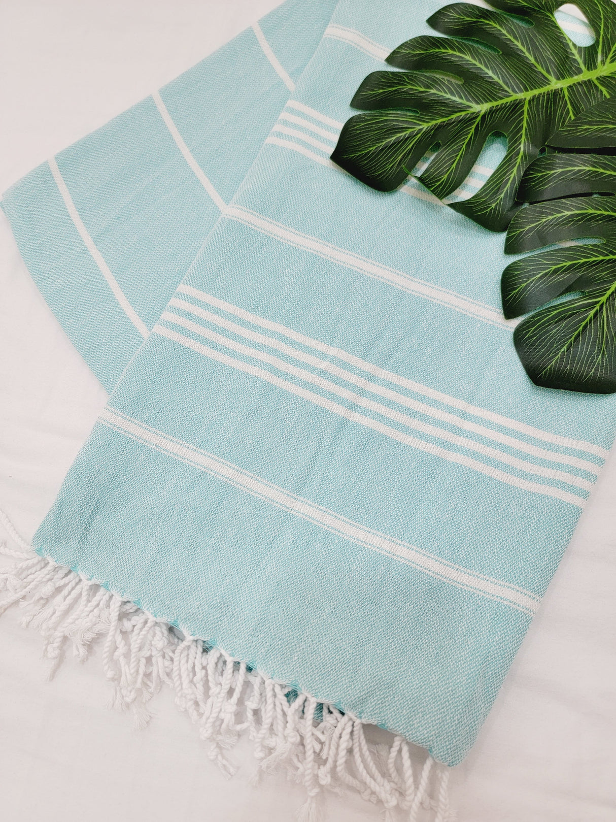 Easy carry Quick Dry Towel, Authentic Turkish Towel - Light Aqua from EBRU Home