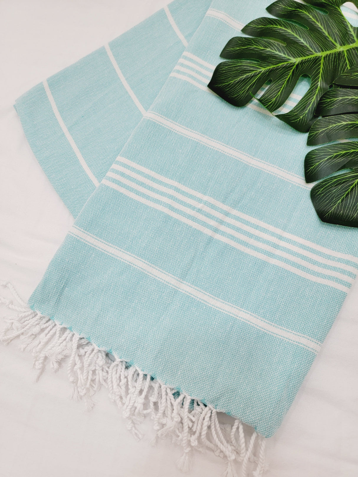 Easy carry Quick Dry Towel, Authentic Turkish Towel - Light Aqua from EBRU Home