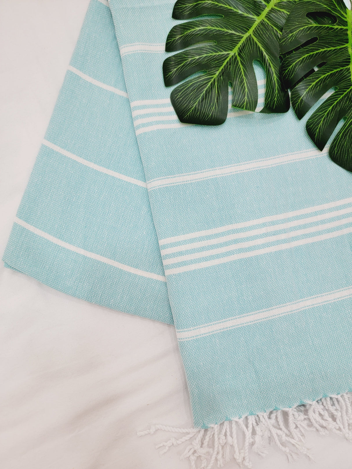 Easy carry Quick Dry Towel, Authentic Turkish Towel - Light Aqua from EBRU Home