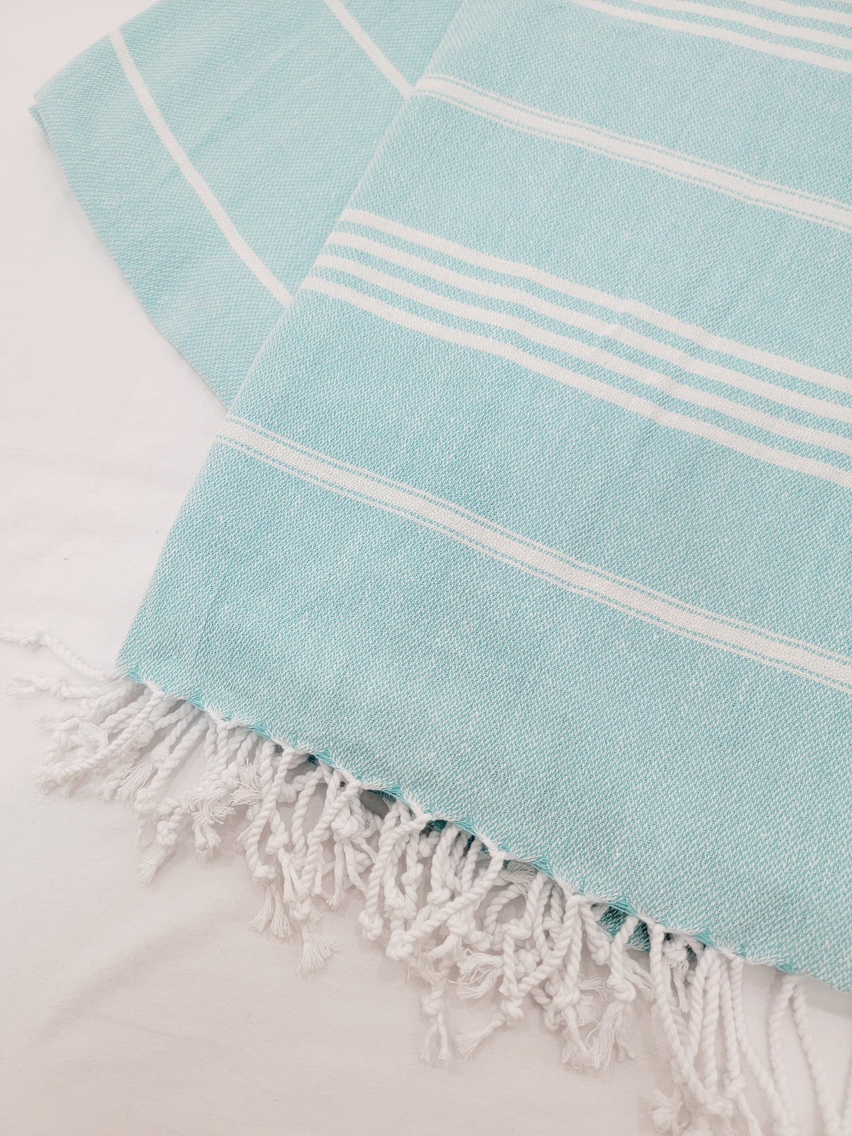Easy carry Quick Dry Towel, Authentic Turkish Towel - Light Aqua from EBRU Home