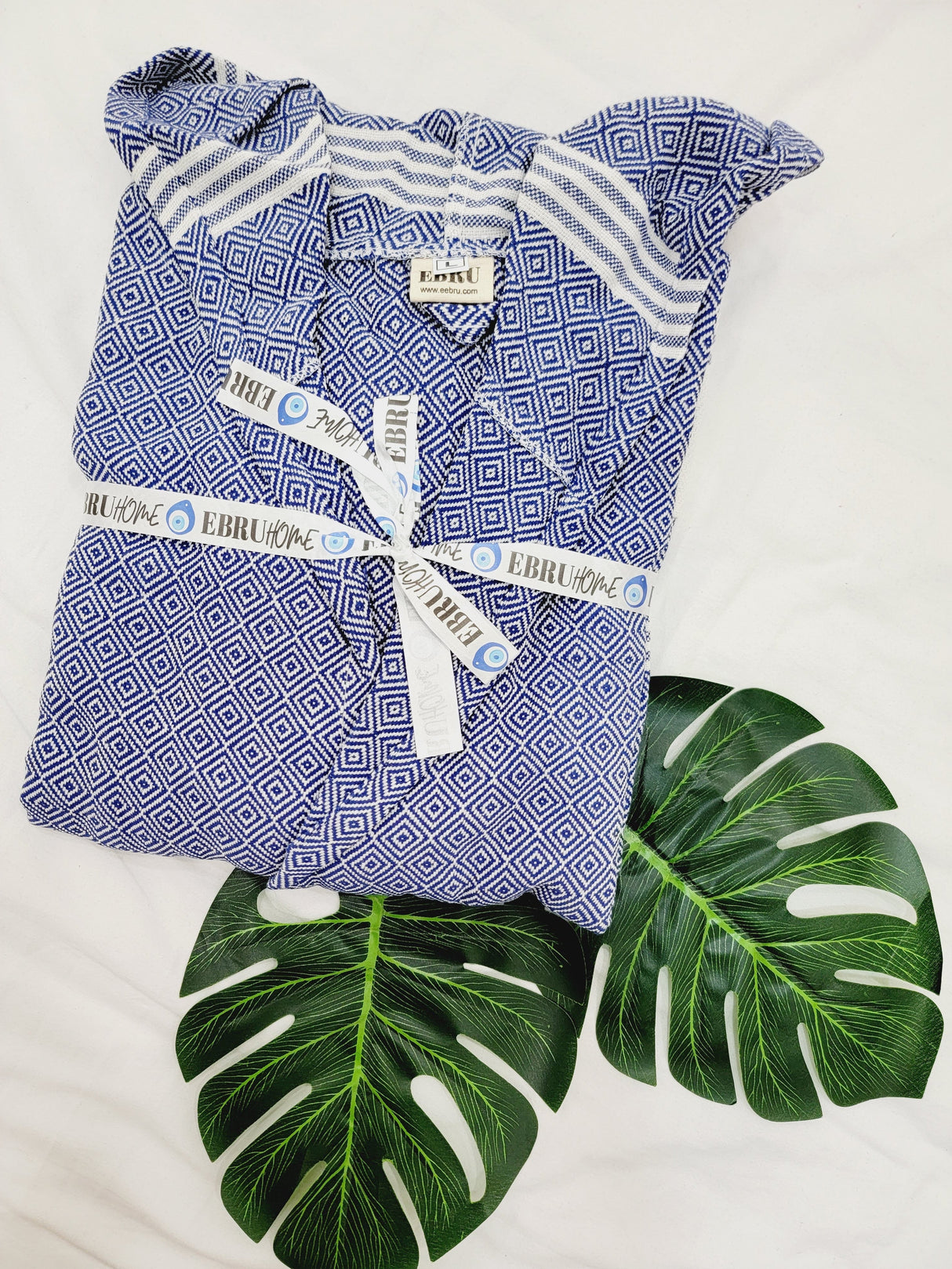 Unisex Robe, Beach or spa Robe with pockets - Blue from EBRU Home