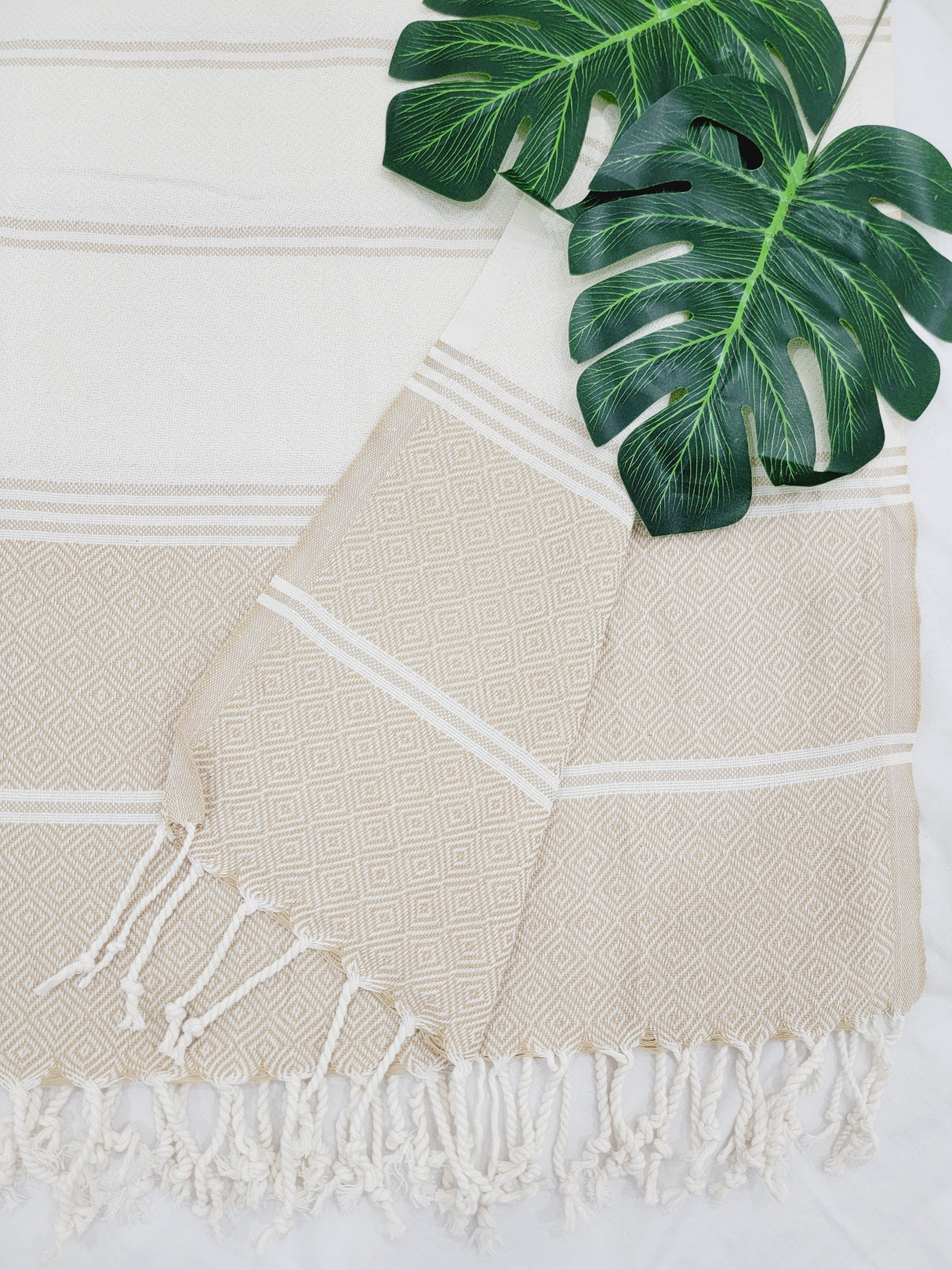 Beach/Bath Sand Free Towels-Easy Carry Quick Dry Thin Towel-Light Beige