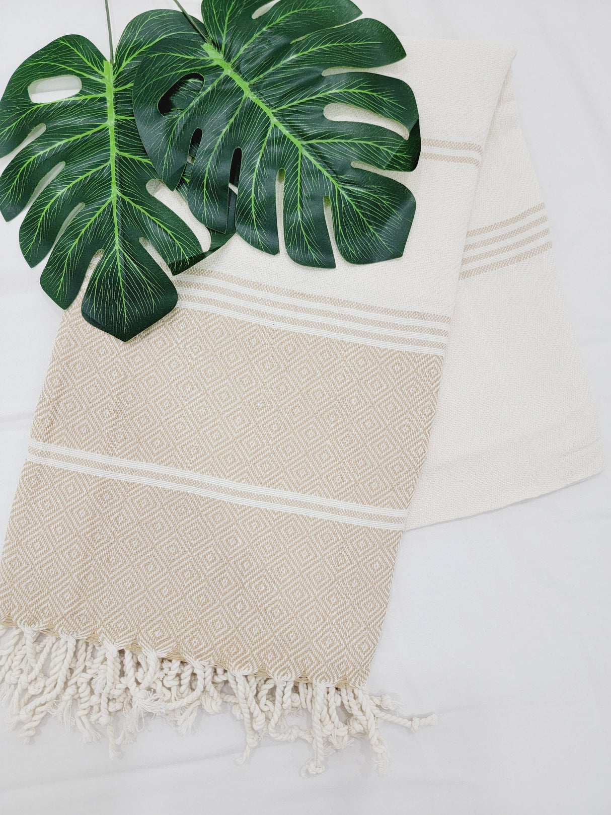 Beach/Bath Sand Free Towels-Easy Carry Quick Dry Thin Towel-Light Beige