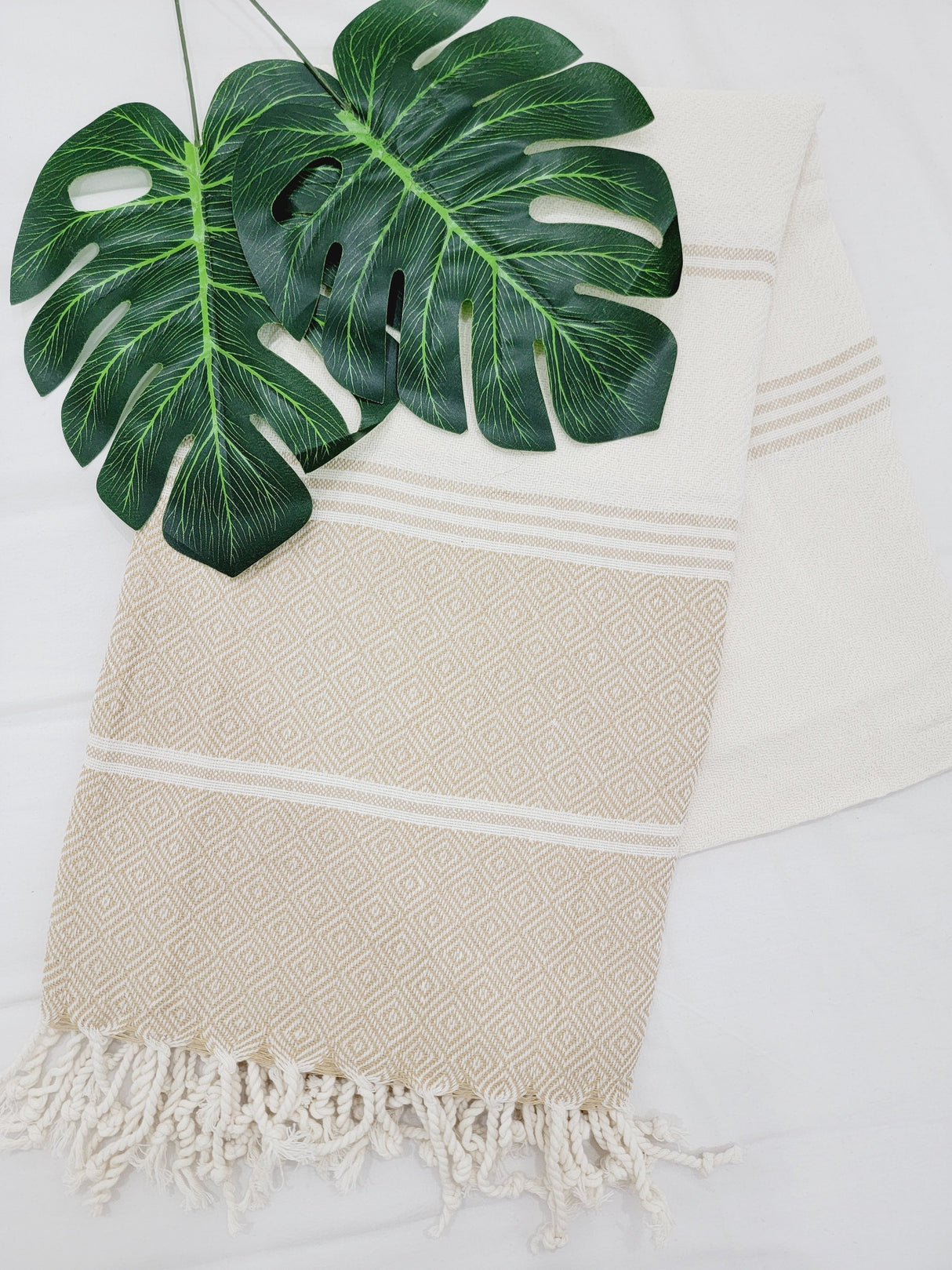 Beach/Bath Sand Free Towels-Easy Carry Quick Dry Thin Towel-Light Beige