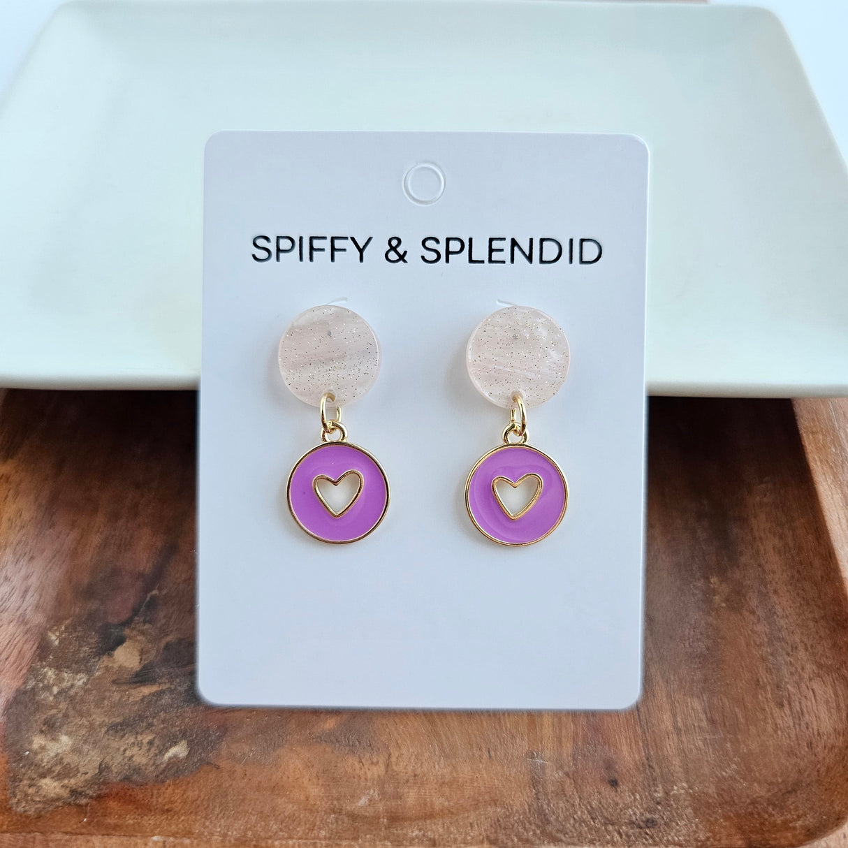Amora Heart Earrings - Purple from Spiffy & Splendid