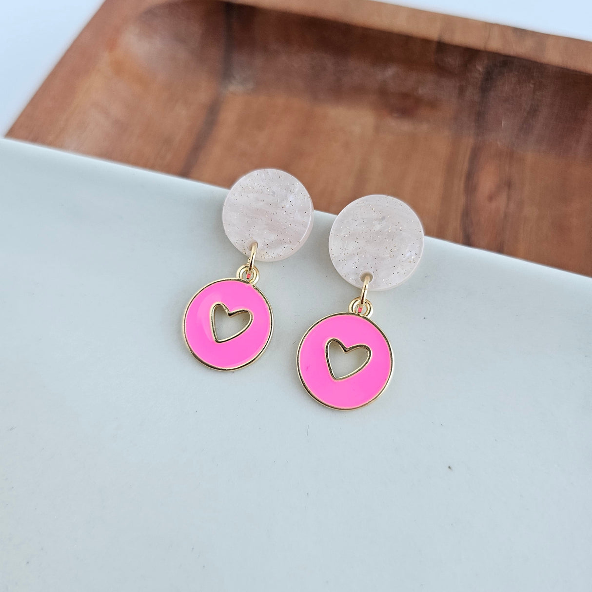 Amora Heart Earrings - Pink from Spiffy & Splendid