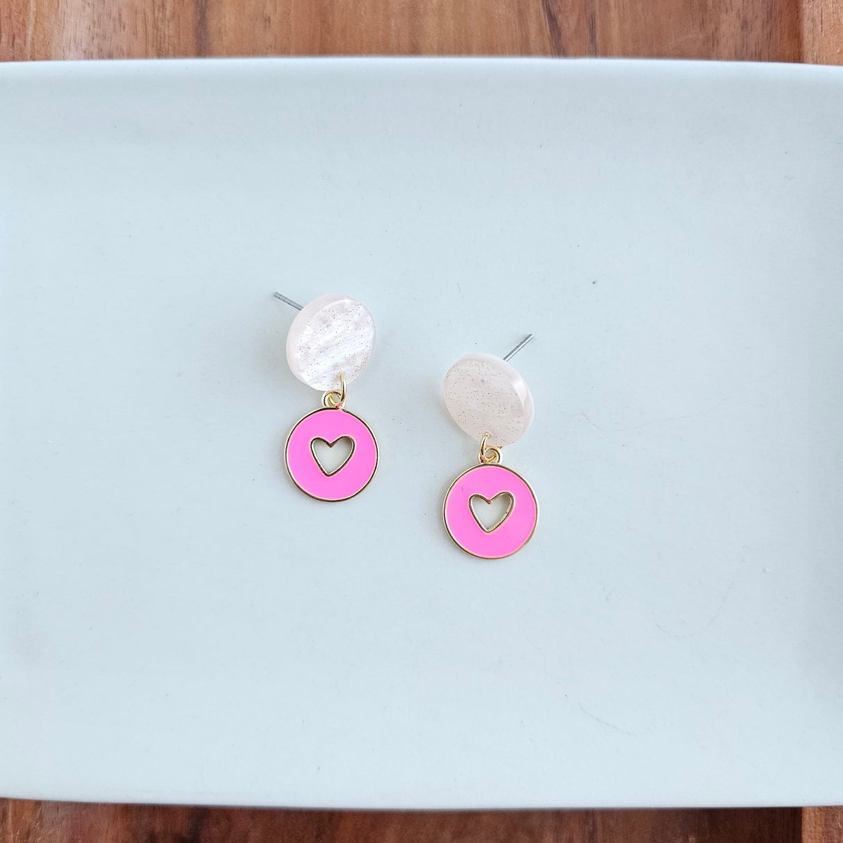 Amora Heart Earrings - Pink from Spiffy & Splendid
