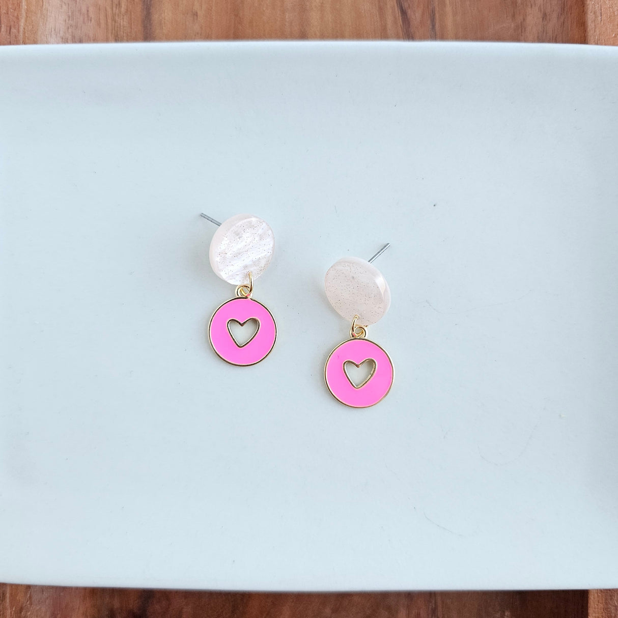 Amora Heart Earrings - Pink from Spiffy & Splendid