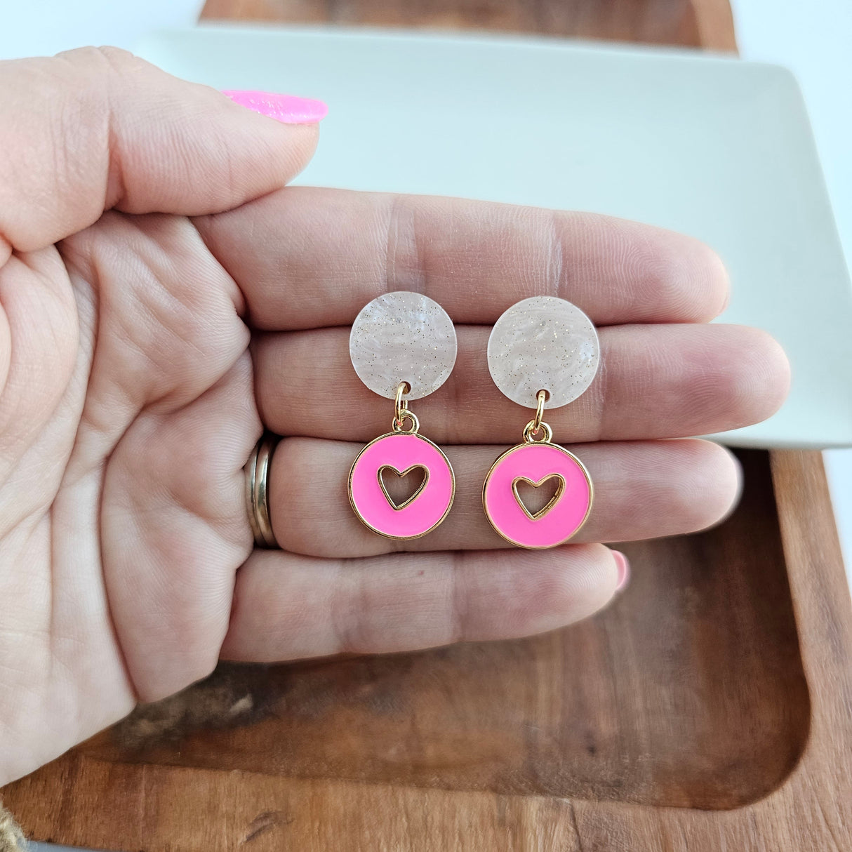 Amora Heart Earrings - Pink from Spiffy & Splendid