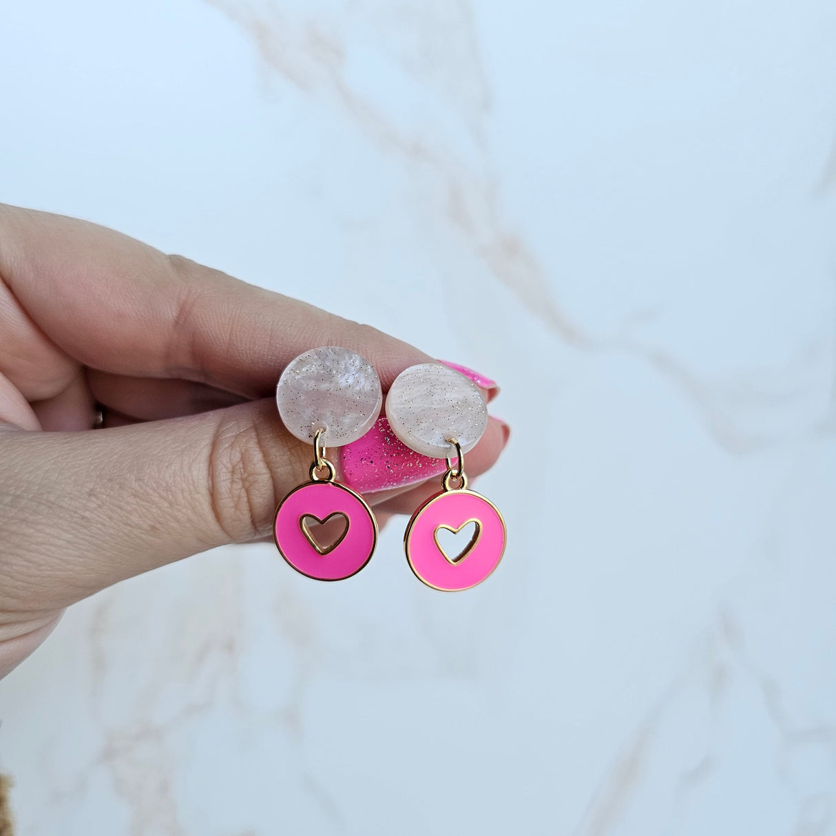 Amora Heart Earrings - Pink from Spiffy & Splendid