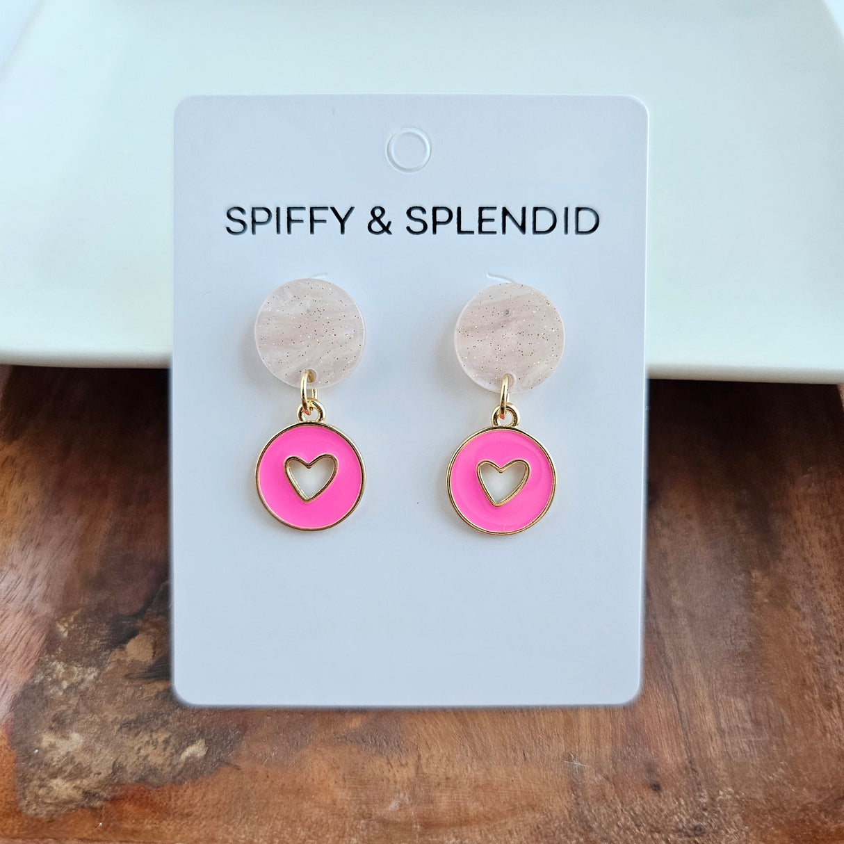 Amora Heart Earrings - Pink from Spiffy & Splendid