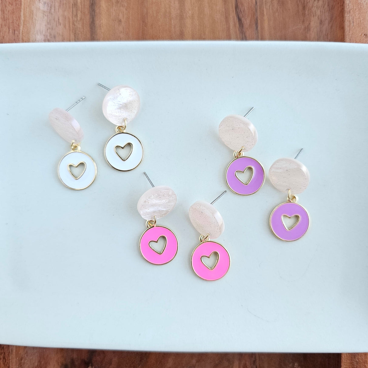 Amora Heart Earrings - Pink from Spiffy & Splendid